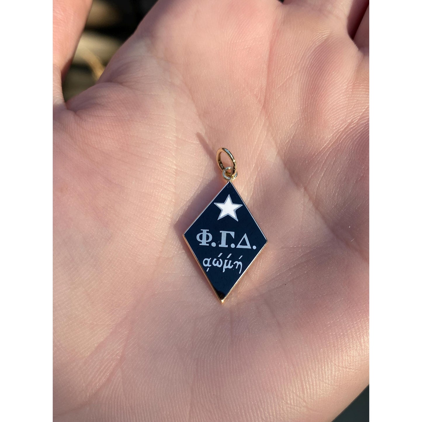 Vintage Solid 10k Yellow Gold Black Enamel Fraternity Charm