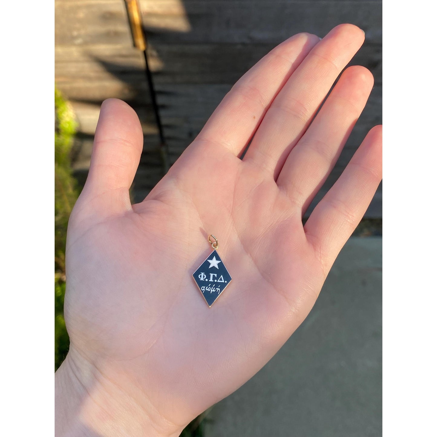 Vintage Solid 10k Yellow Gold Black Enamel Fraternity Charm