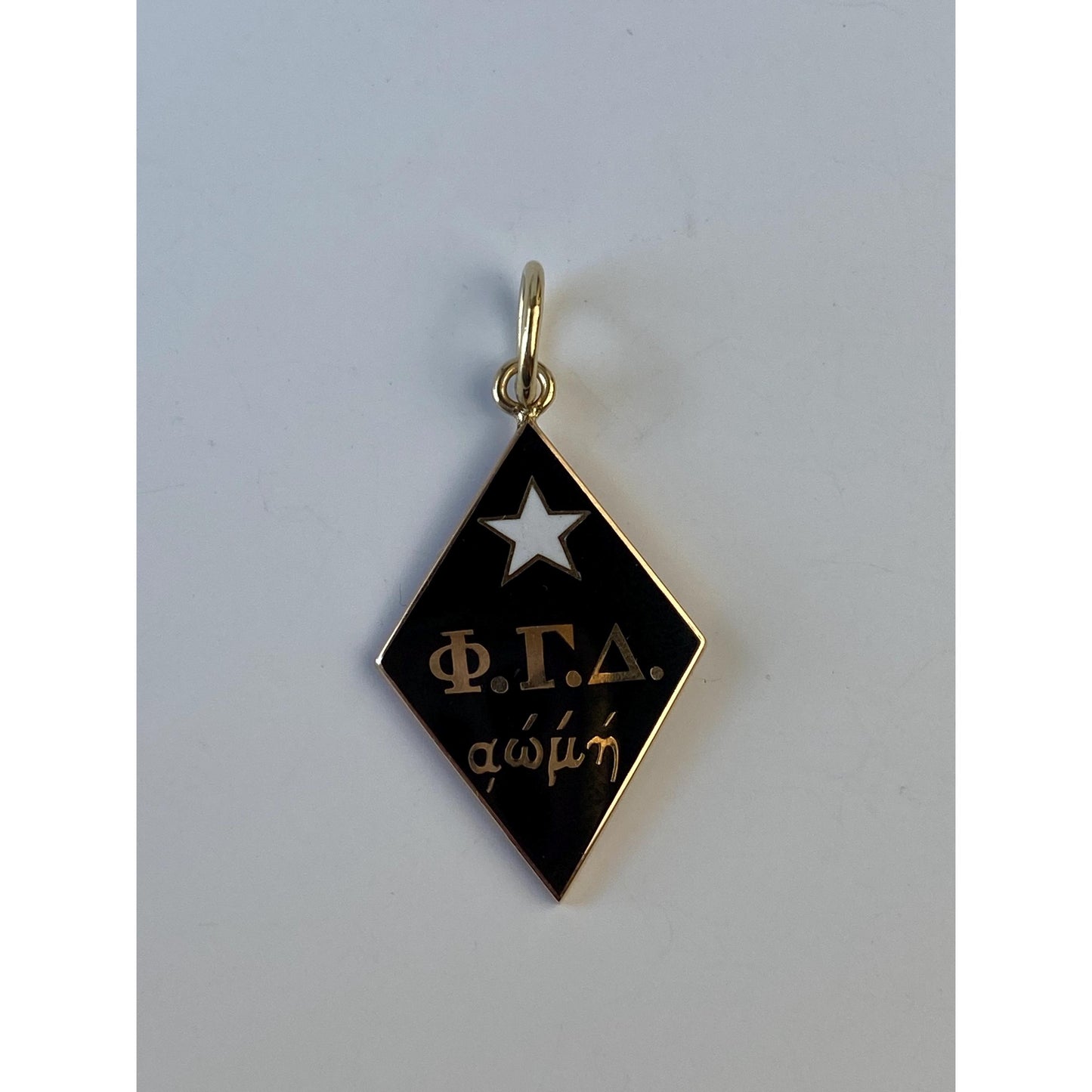 Vintage Solid 10k Yellow Gold Black Enamel Fraternity Charm
