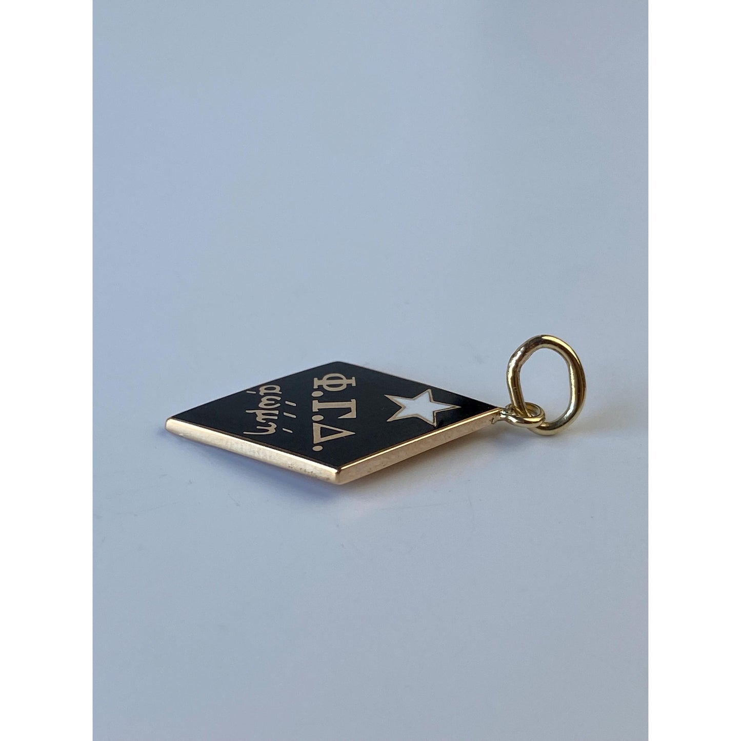 Vintage Solid 10k Yellow Gold Black Enamel Fraternity Charm