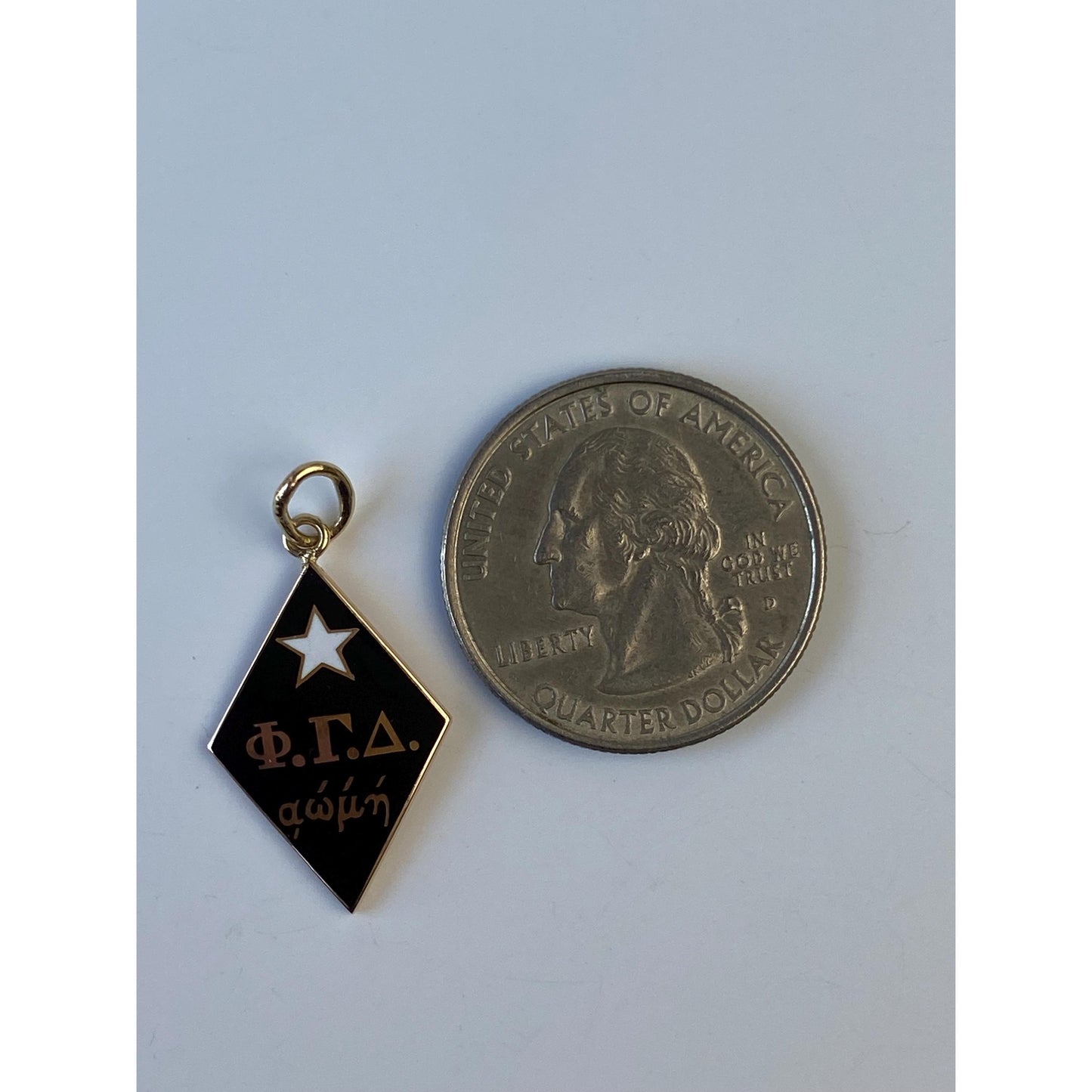 Vintage Solid 10k Yellow Gold Black Enamel Fraternity Charm