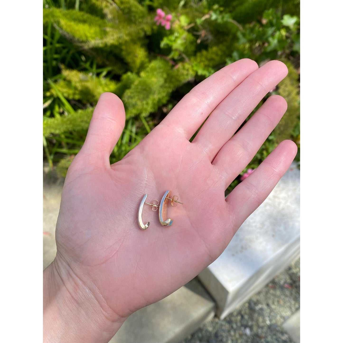 Vintage Solid 14k Yellow Gold Opal Inlay Drop Earrings