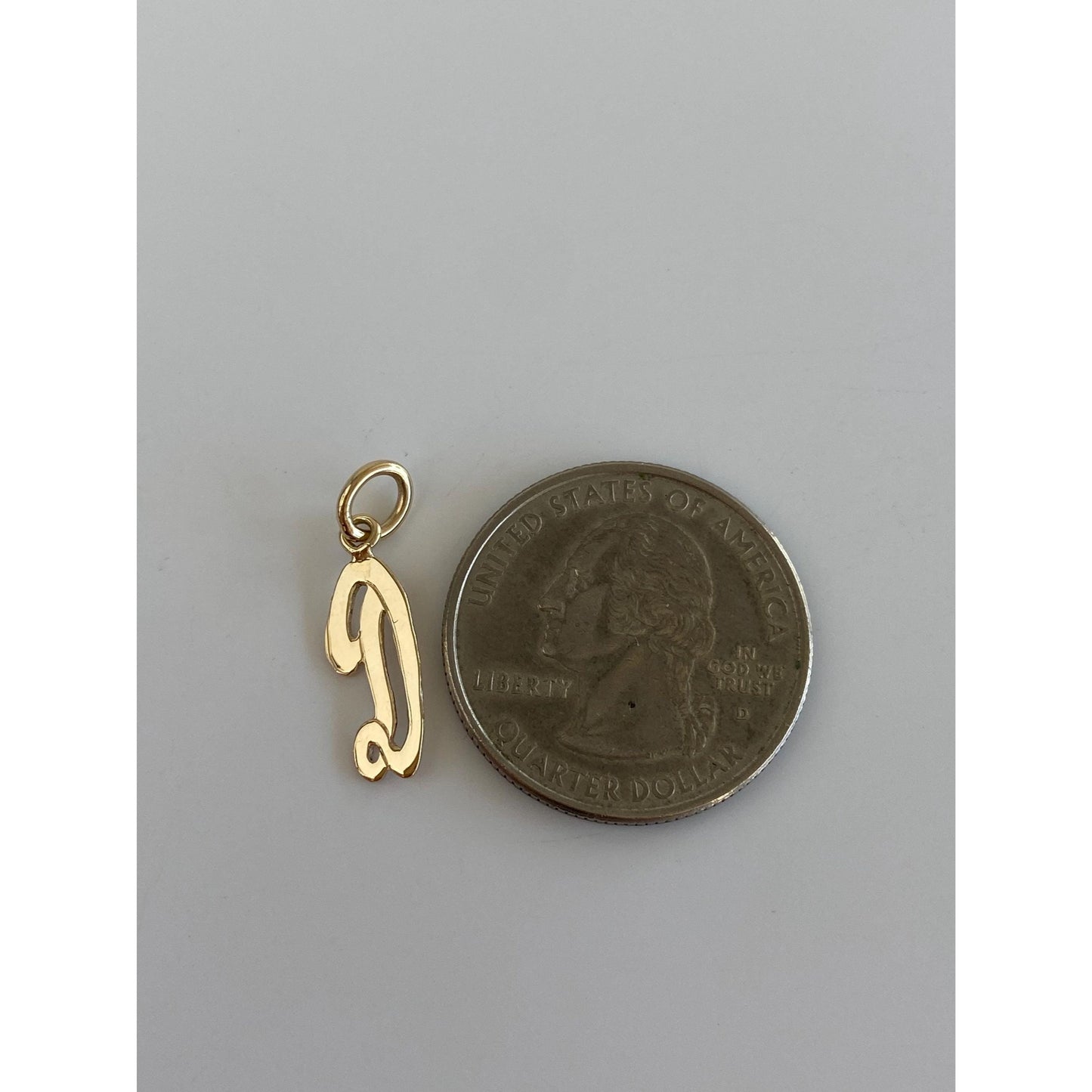 Solid 14k Yellow Gold Initial 'D' Charm