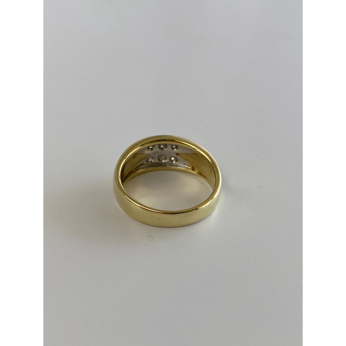 Vintage Solid 14k White & Yellow Gold Diamond Ring Band - Size 6.25