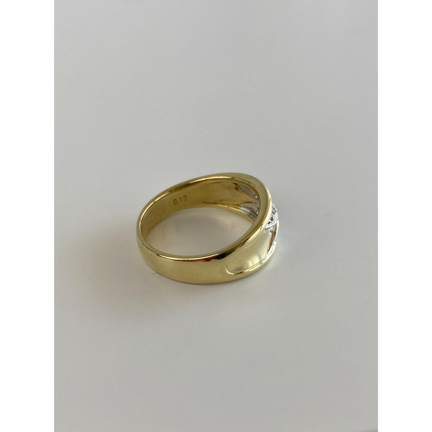 Vintage Solid 14k White & Yellow Gold Diamond Ring Band - Size 6.25