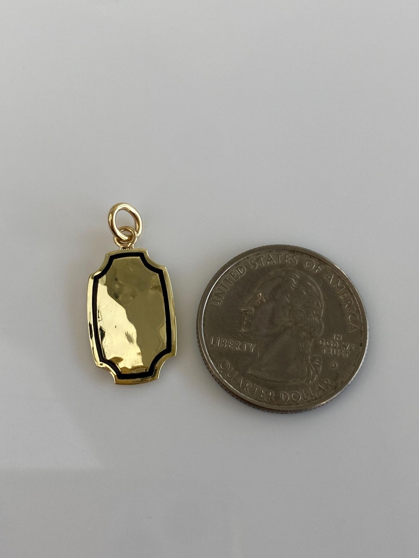 Vintage 14k Yellow Gold Enamel Border Hammered Cufflink Conversion Charm