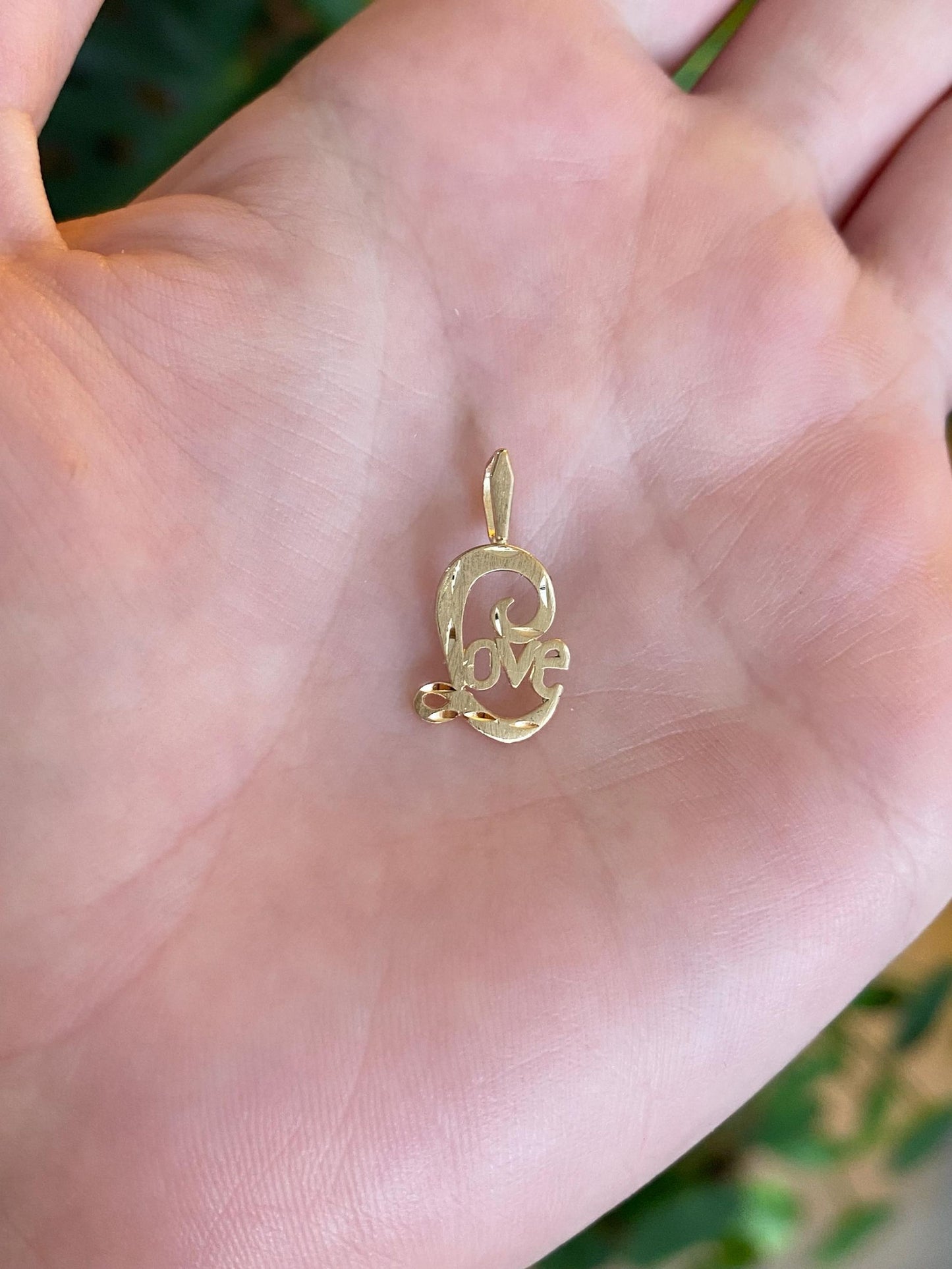 Vintage Solid 14k Yellow Gold 'Love' Charm