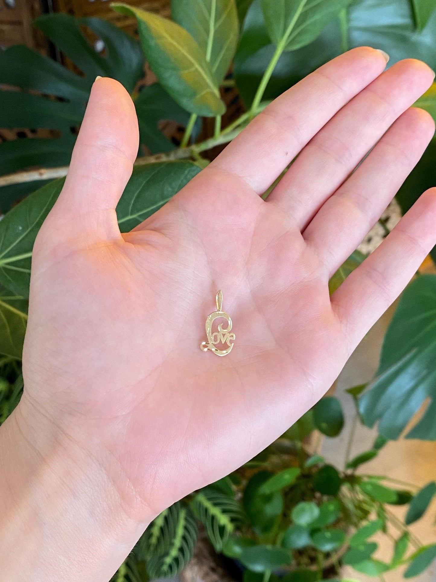 Vintage Solid 14k Yellow Gold 'Love' Charm