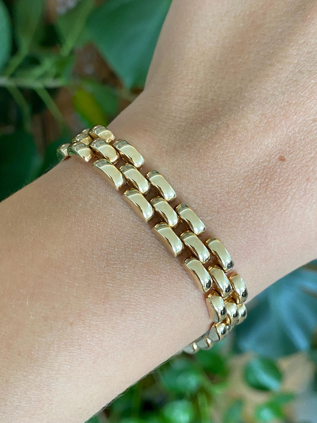 Vintage Solid 14k Yellow Gold Watch Band Link Bracelet - 7 inches