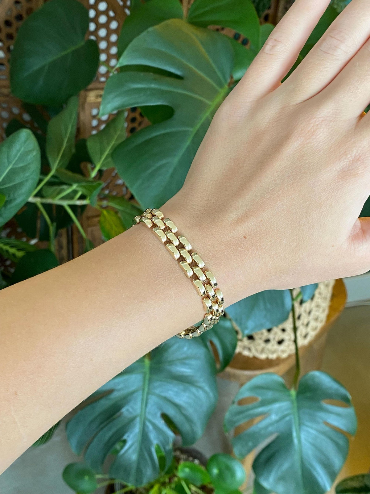 Vintage Solid 14k Yellow Gold Watch Band Link Bracelet - 7 inches