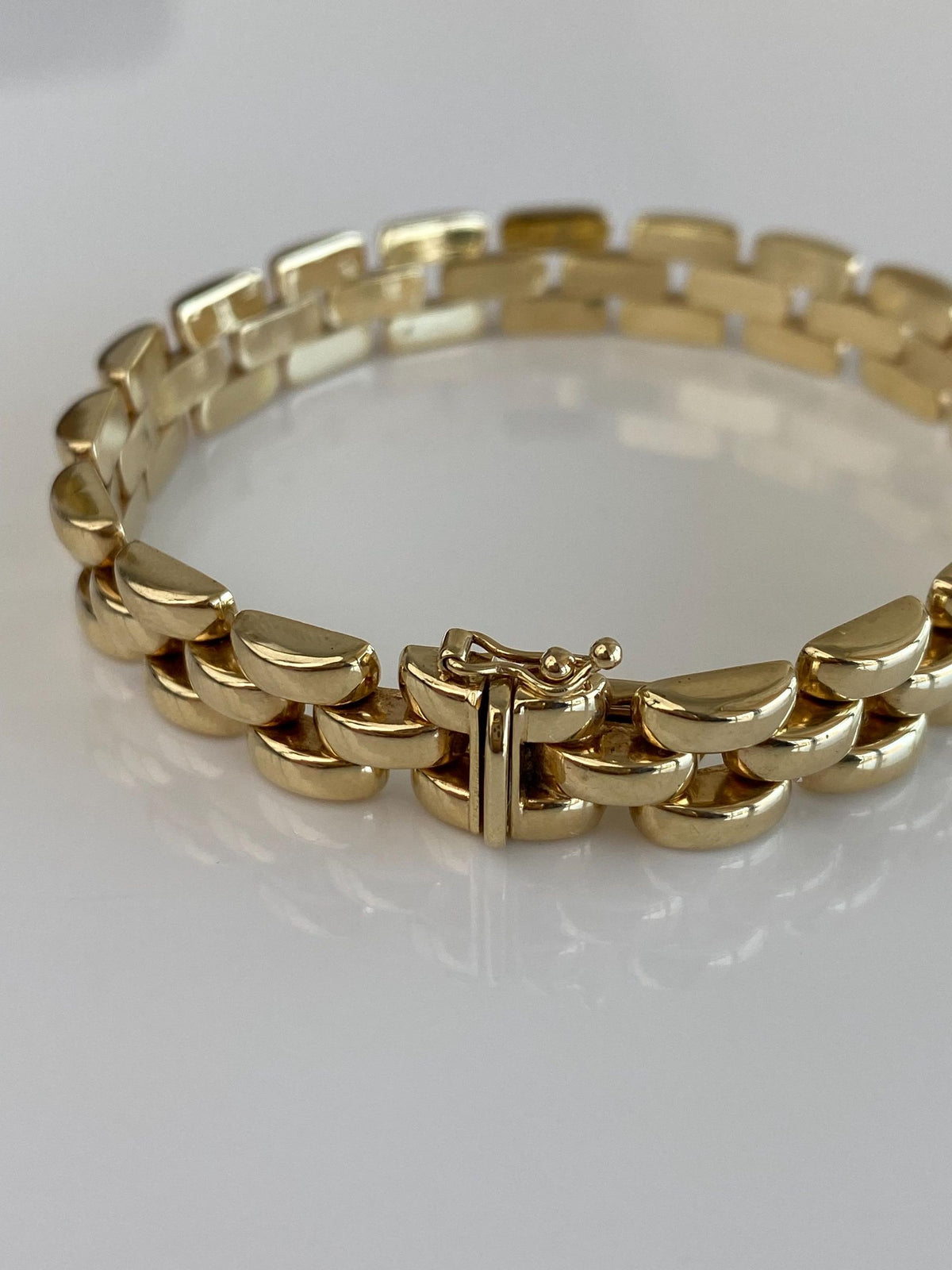 Vintage Solid 14k Yellow Gold Watch Band Link Bracelet - 7 inches