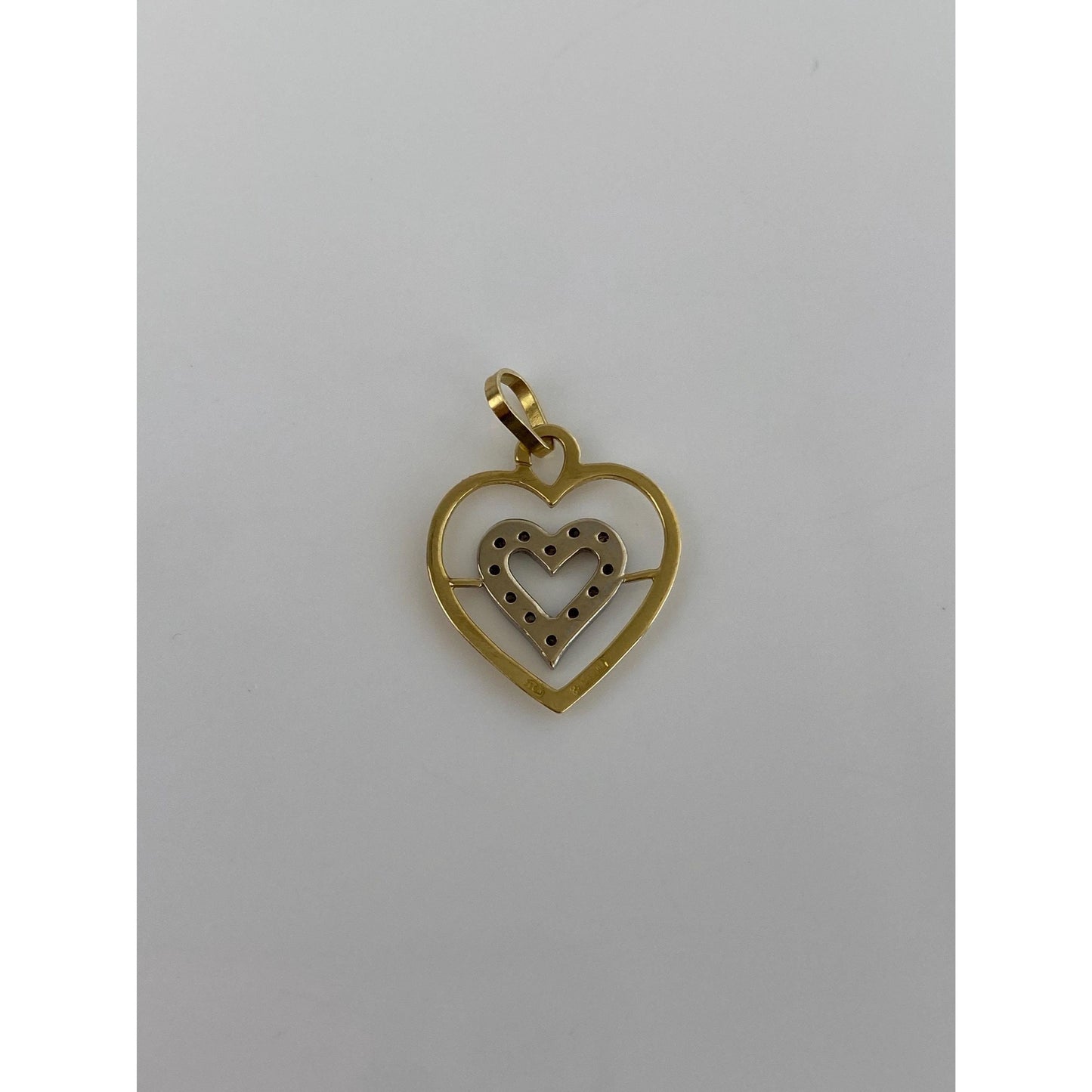 Vintage Solid 18k Yellow Gold Diamond Heart Charm