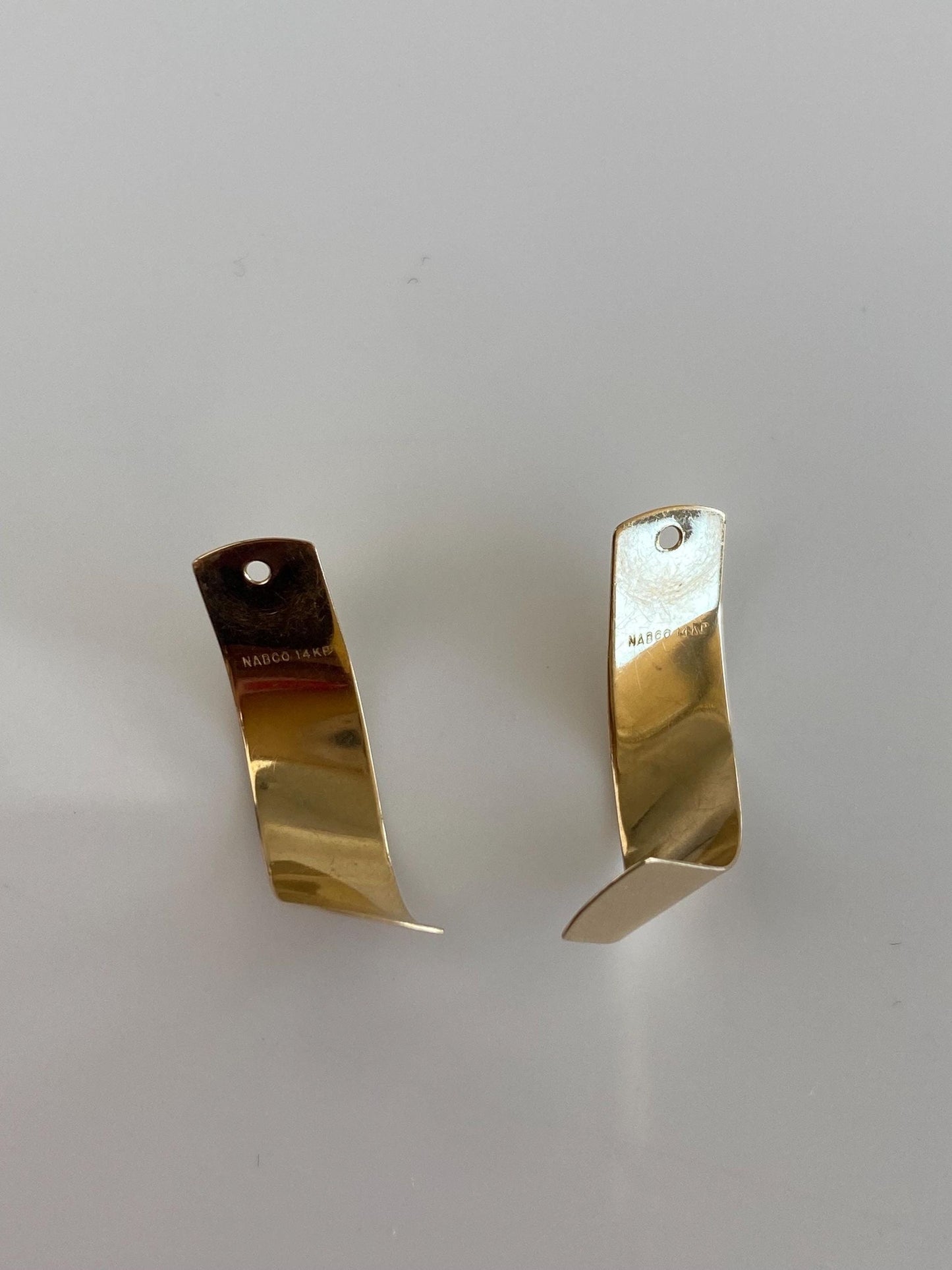Vintage Solid 14k Yellow Gold Flat Twist Earring Jackets
