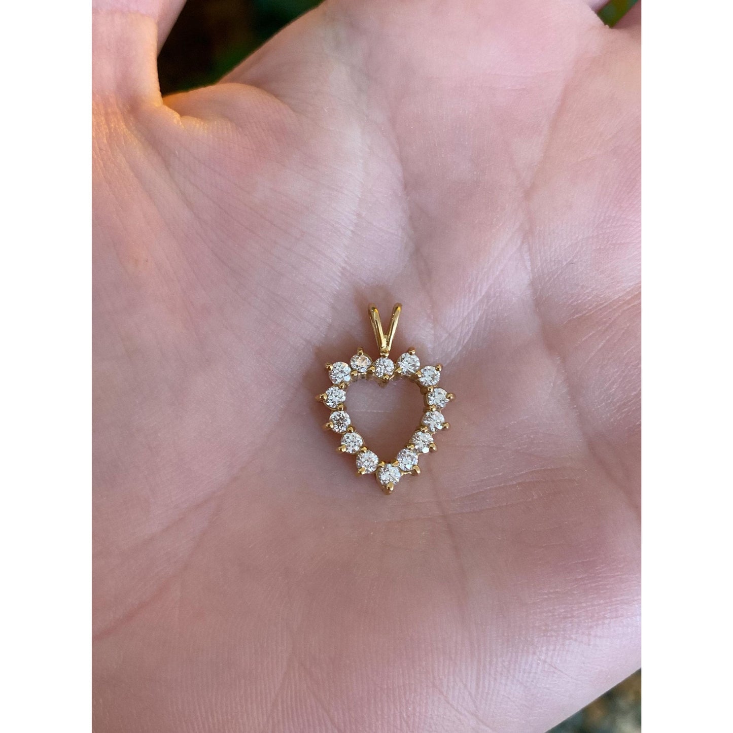 Vintage 14k Yellow Gold Cubic Zirconia Heart Charm