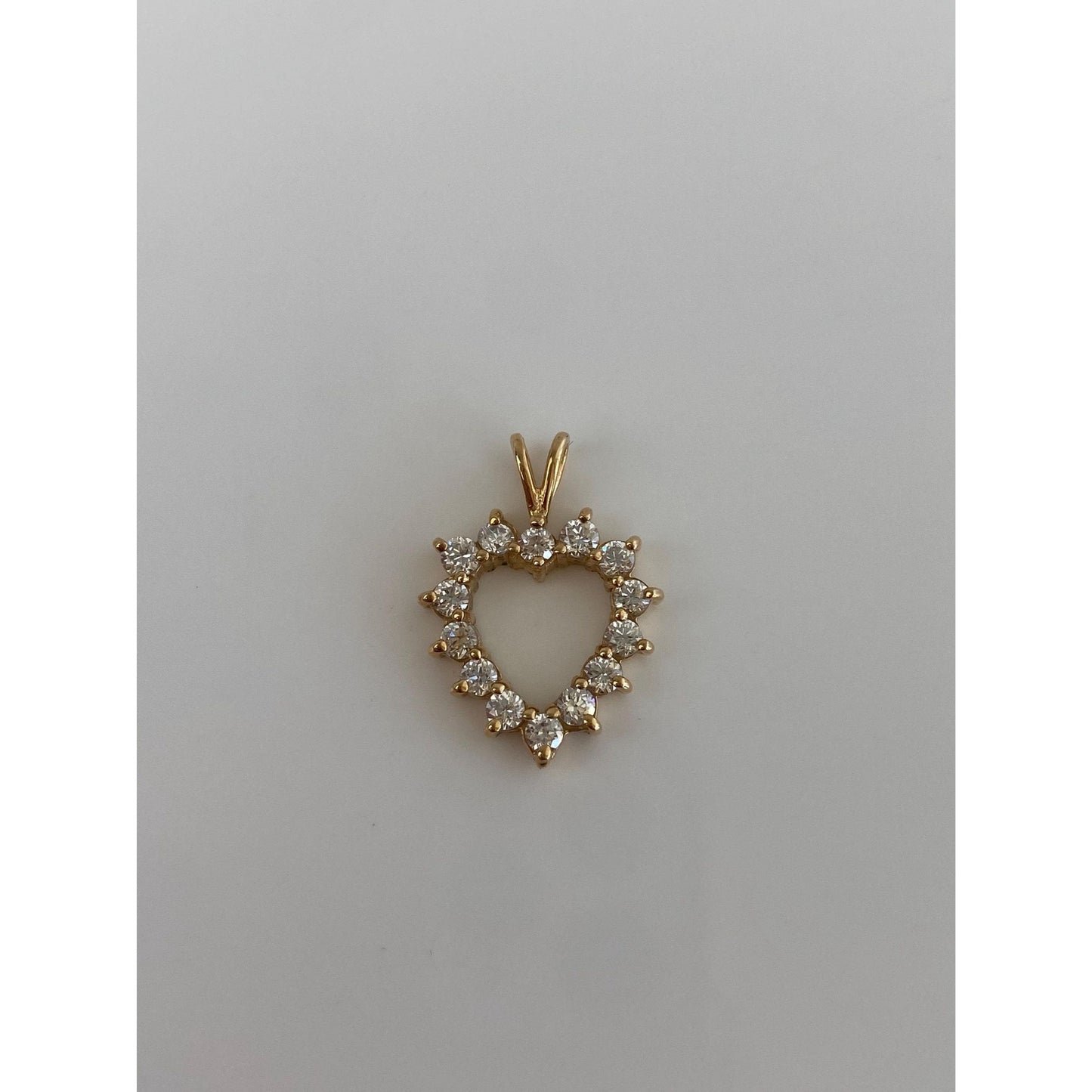 Vintage 14k Yellow Gold Cubic Zirconia Heart Charm