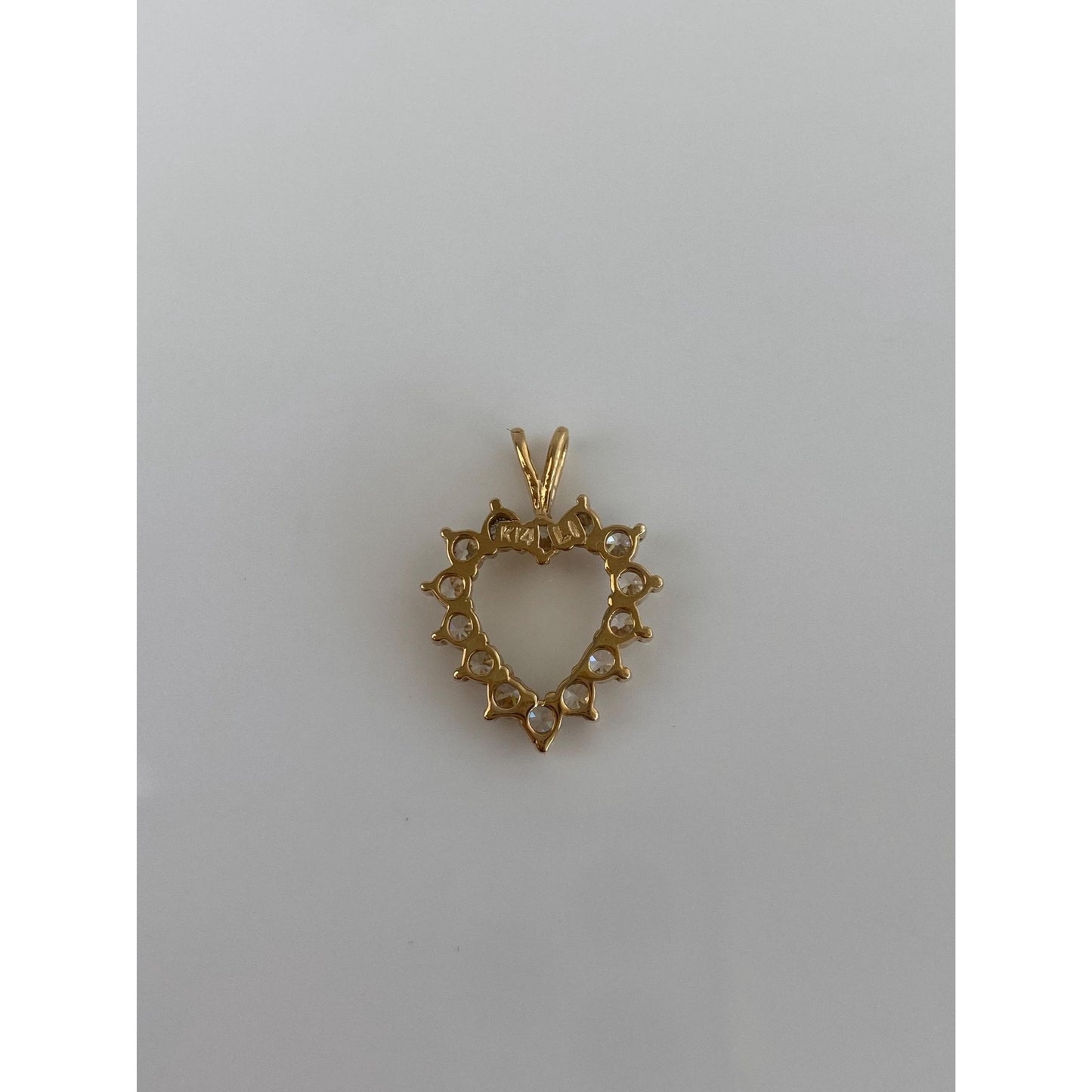 Vintage 14k Yellow Gold Cubic Zirconia Heart Charm