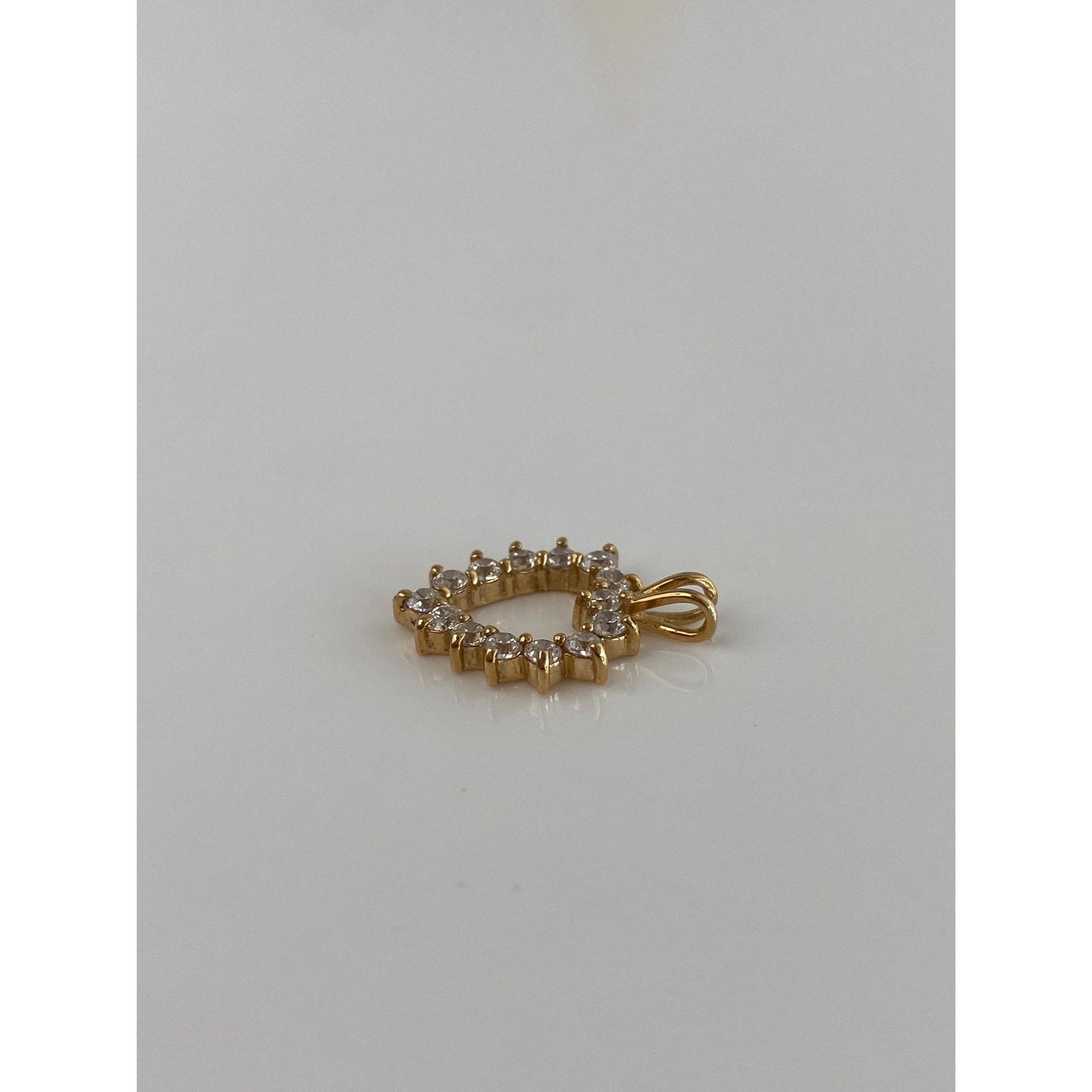 Vintage 14k Yellow Gold Cubic Zirconia Heart Charm