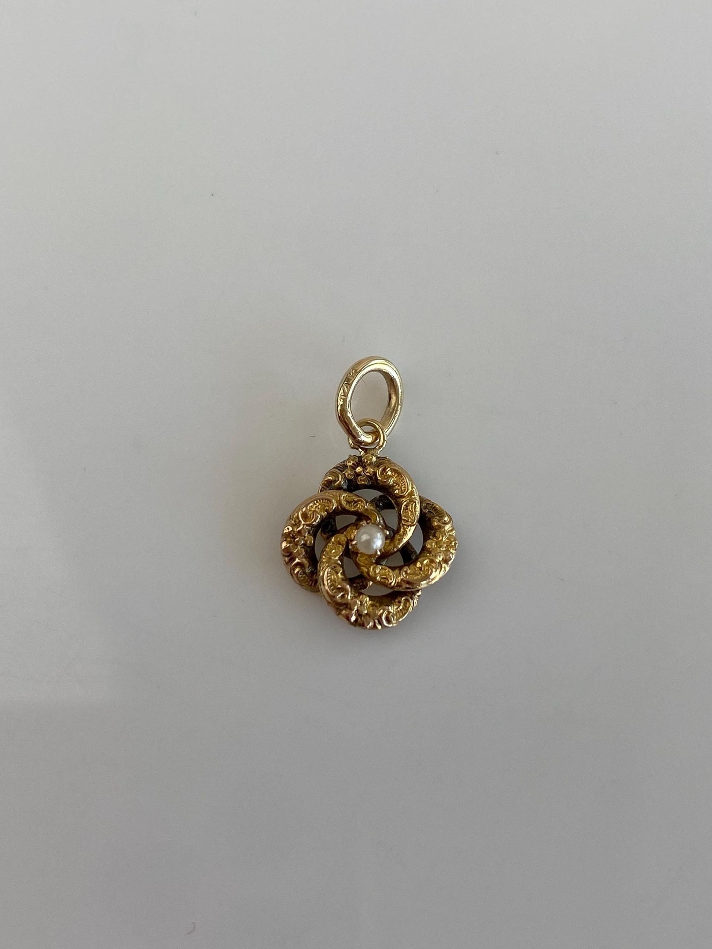 Vintage 14k Yellow Gold Seed Pearl Designed Knot Stick Pin Conversion Charm