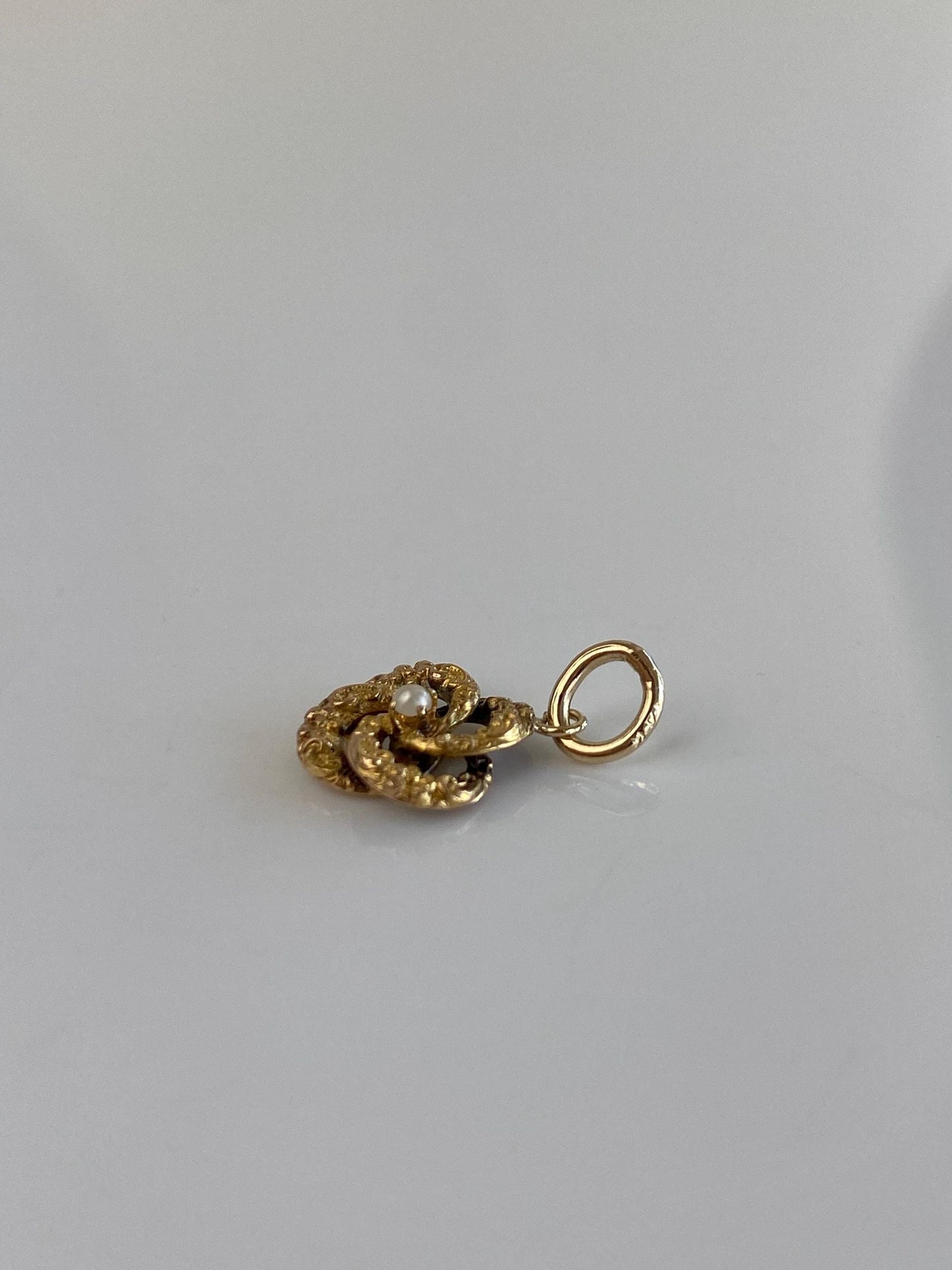 Vintage 14k Yellow Gold Seed Pearl Designed Knot Stick Pin Conversion Charm