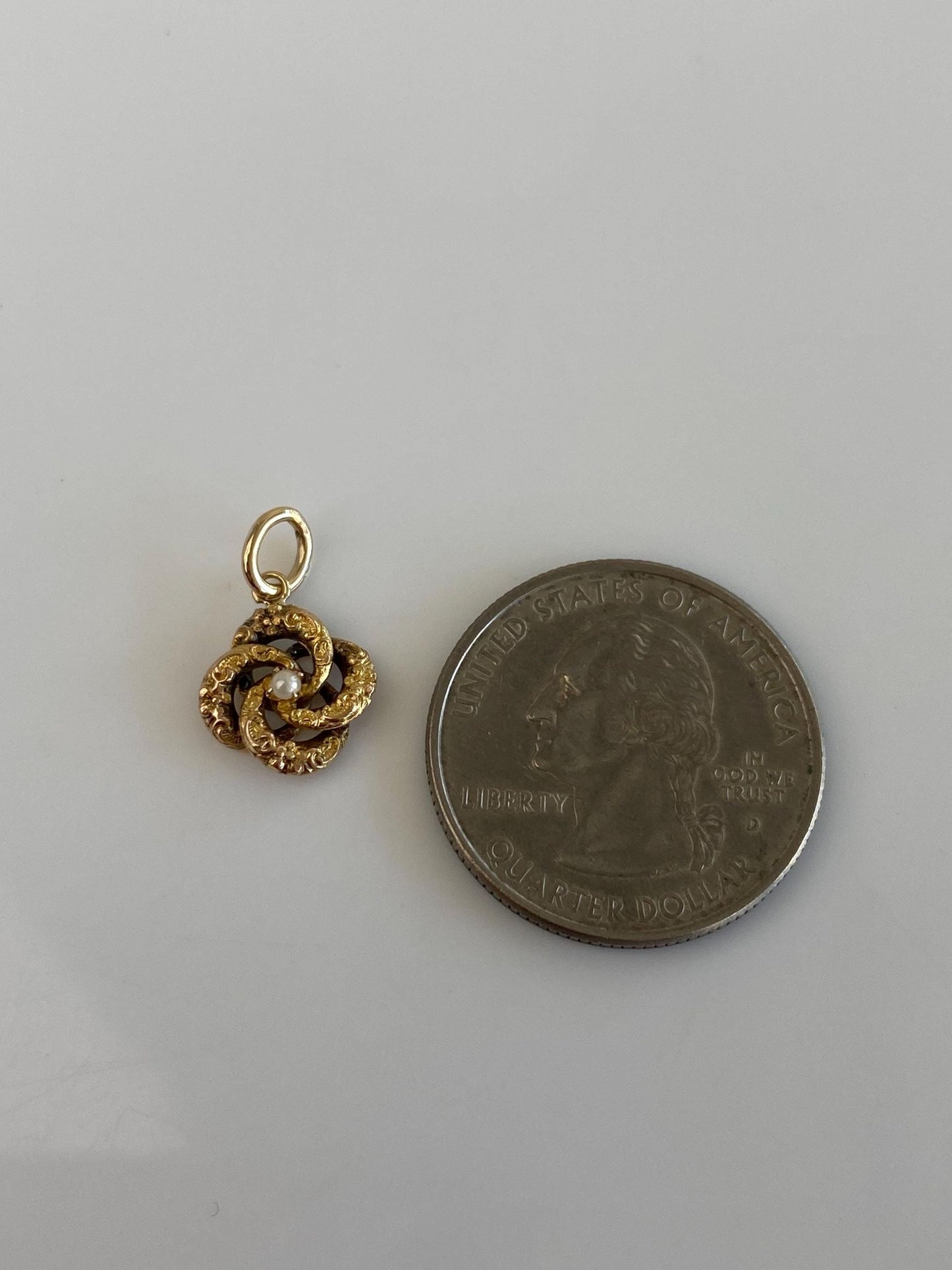 Vintage 14k Yellow Gold Seed Pearl Designed Knot Stick Pin Conversion Charm
