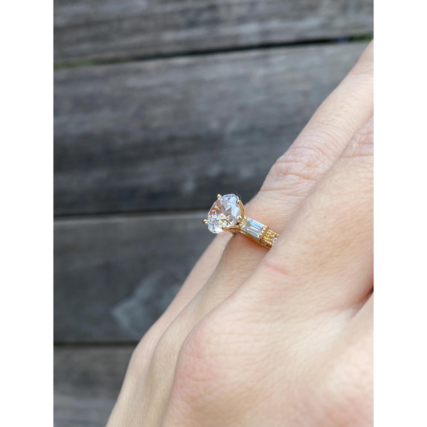 Solid 14k Yellow Gold Cubic Zirconia Ring - Size 4.75