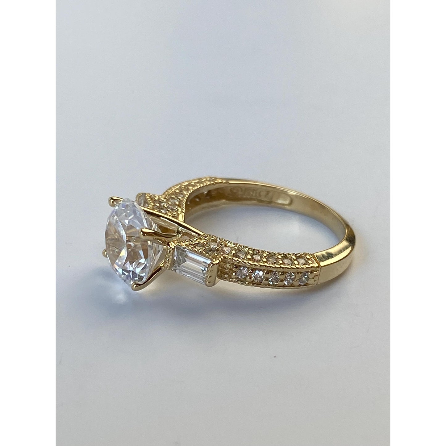 Solid 14k Yellow Gold Cubic Zirconia Ring - Size 4.75