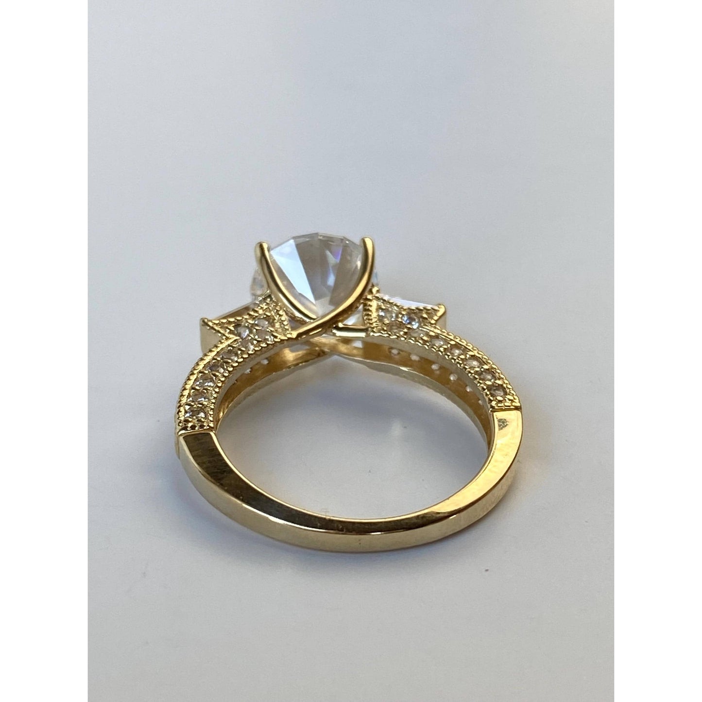 Solid 14k Yellow Gold Cubic Zirconia Ring - Size 4.75