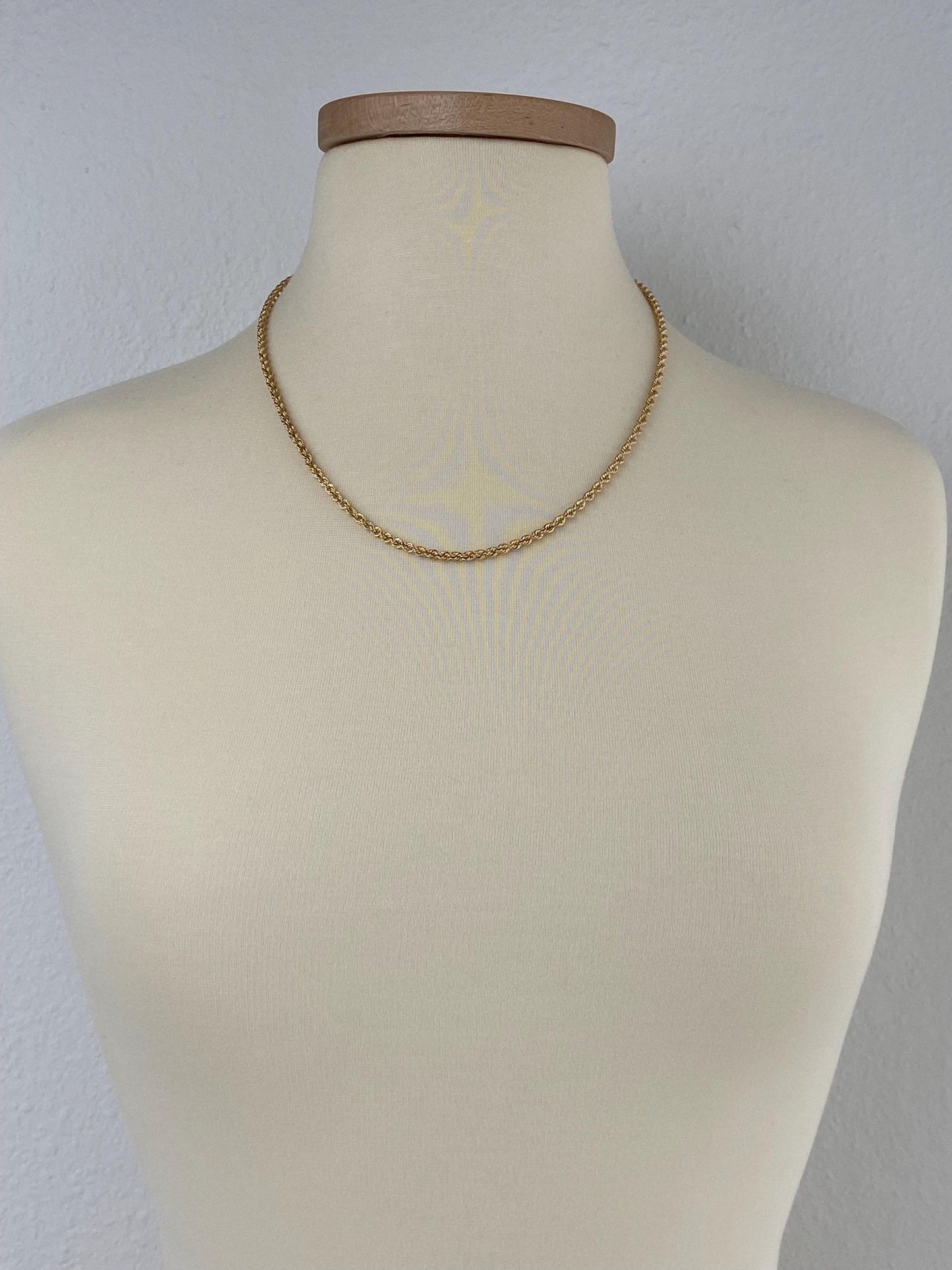 Vintage Solid 14k Yellow Gold Rope Chain Necklace - 21 inches