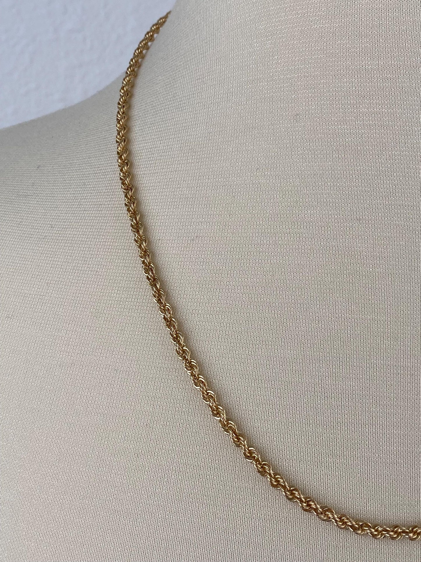 Vintage Solid 14k Yellow Gold Rope Chain Necklace - 21 inches