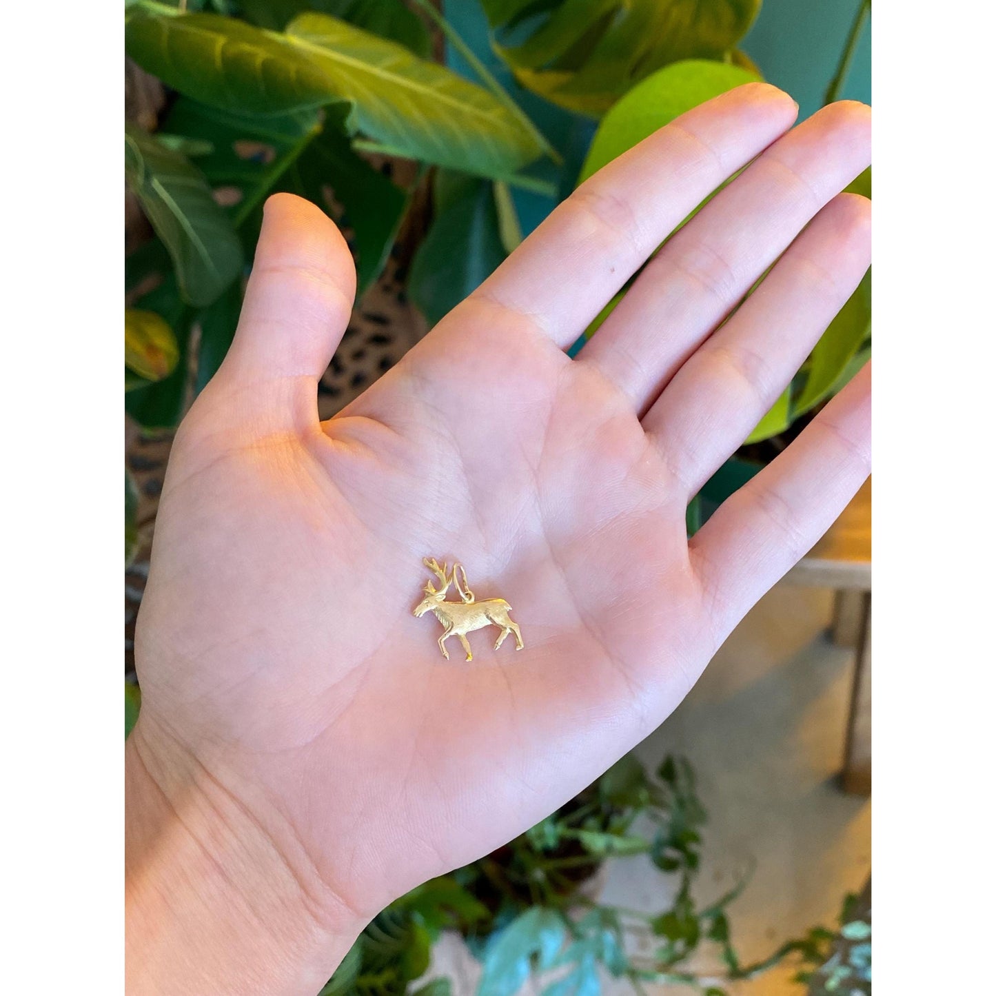 Vintage Solid 14k Yellow Gold Deer Charm