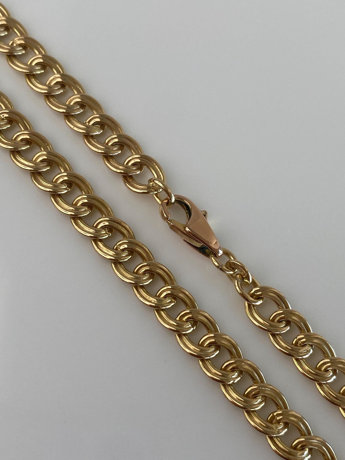 Vintage Solid 14k Yellow Gold Lined Curb Chain Necklace - 20 inches