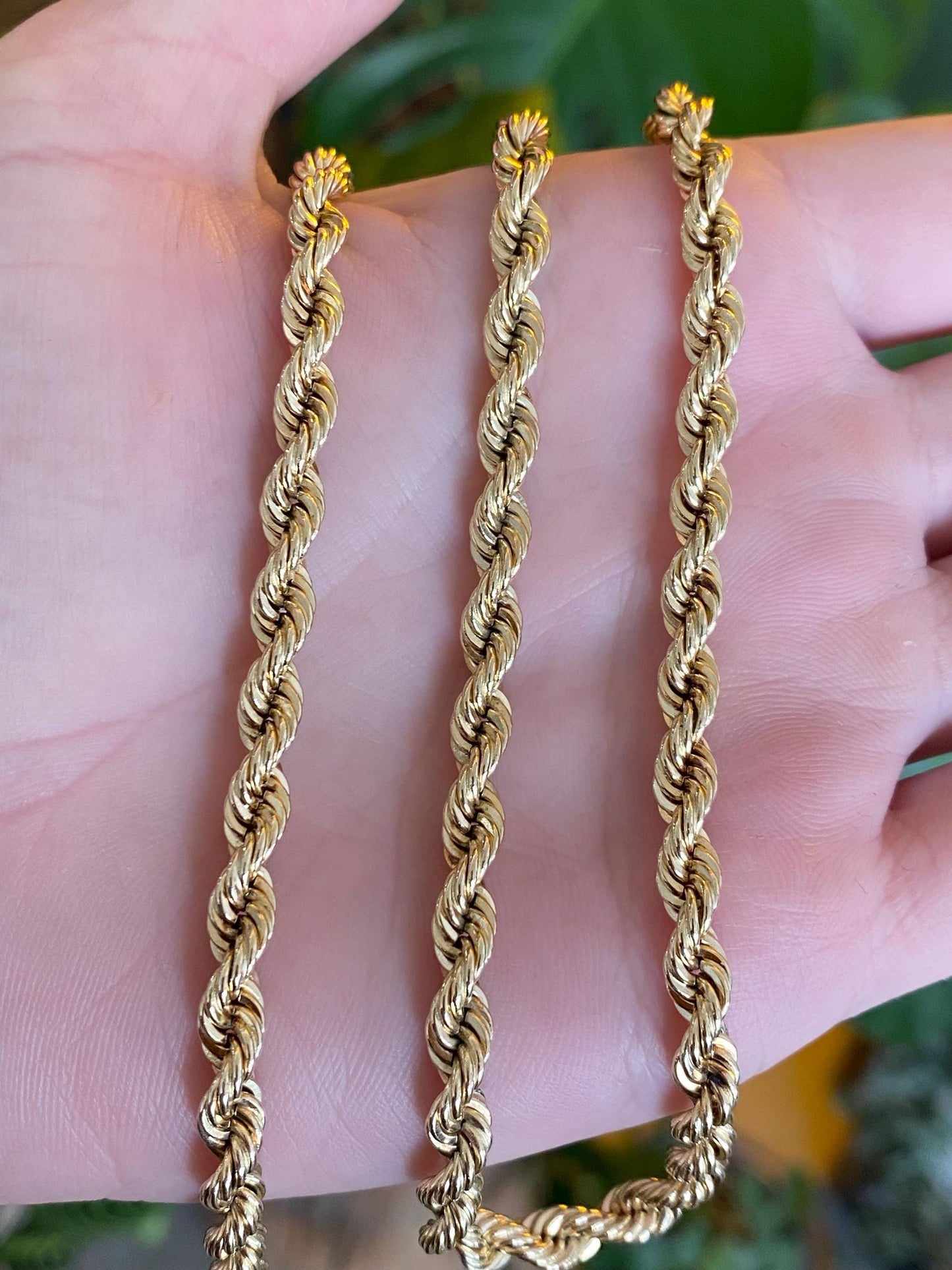 Vintage Solid 14k Yellow Gold Rope Chain Necklace - 18 inches