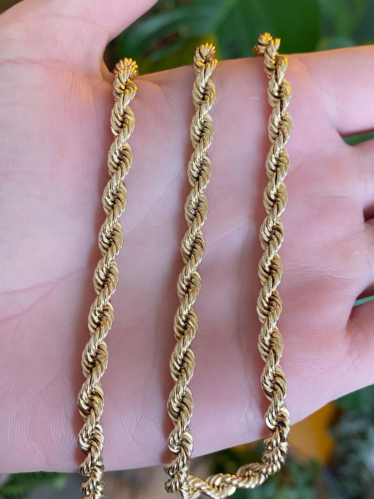 Vintage Solid 14k Yellow Gold Rope Chain Necklace - 18 inches