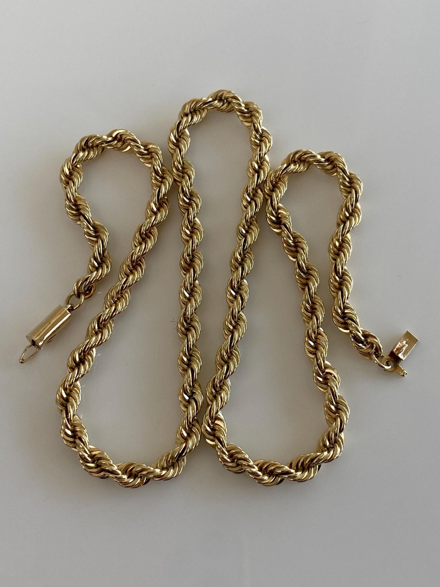 Vintage Solid 14k Yellow Gold Rope Chain Necklace - 18 inches