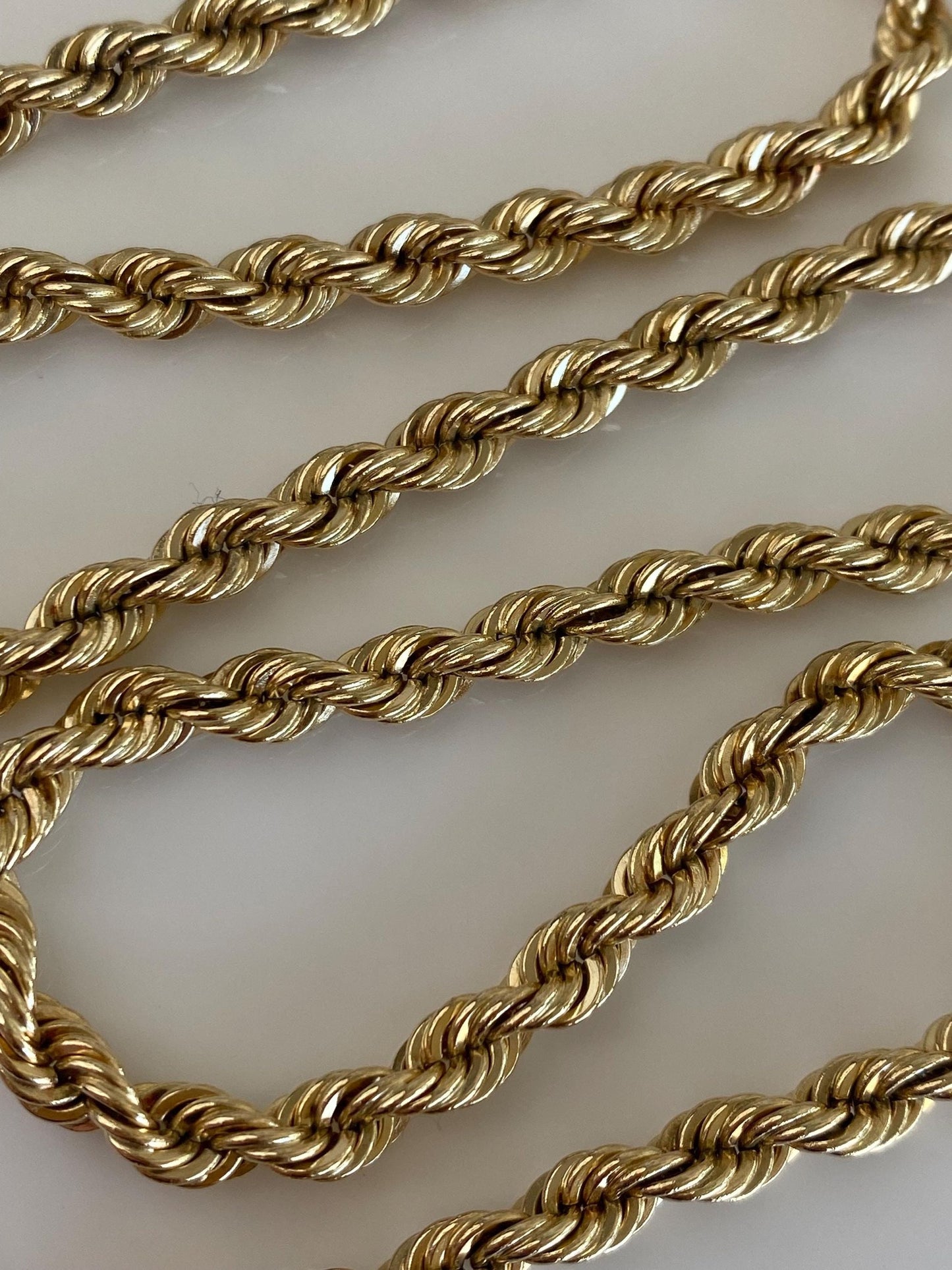Vintage Solid 14k Yellow Gold Rope Chain Necklace - 18 inches