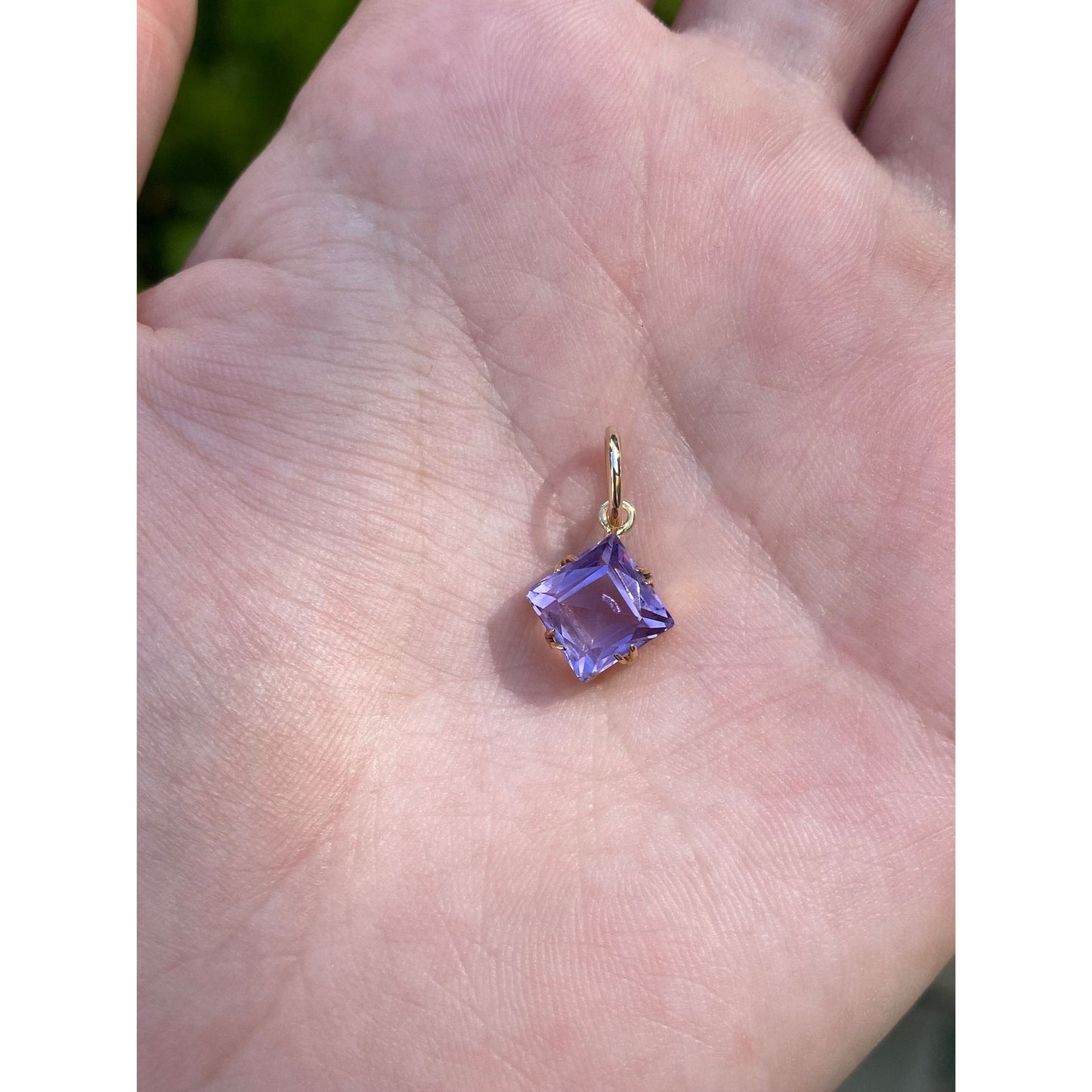 Vintage Solid 14k Yellow Gold Amethyst Charm