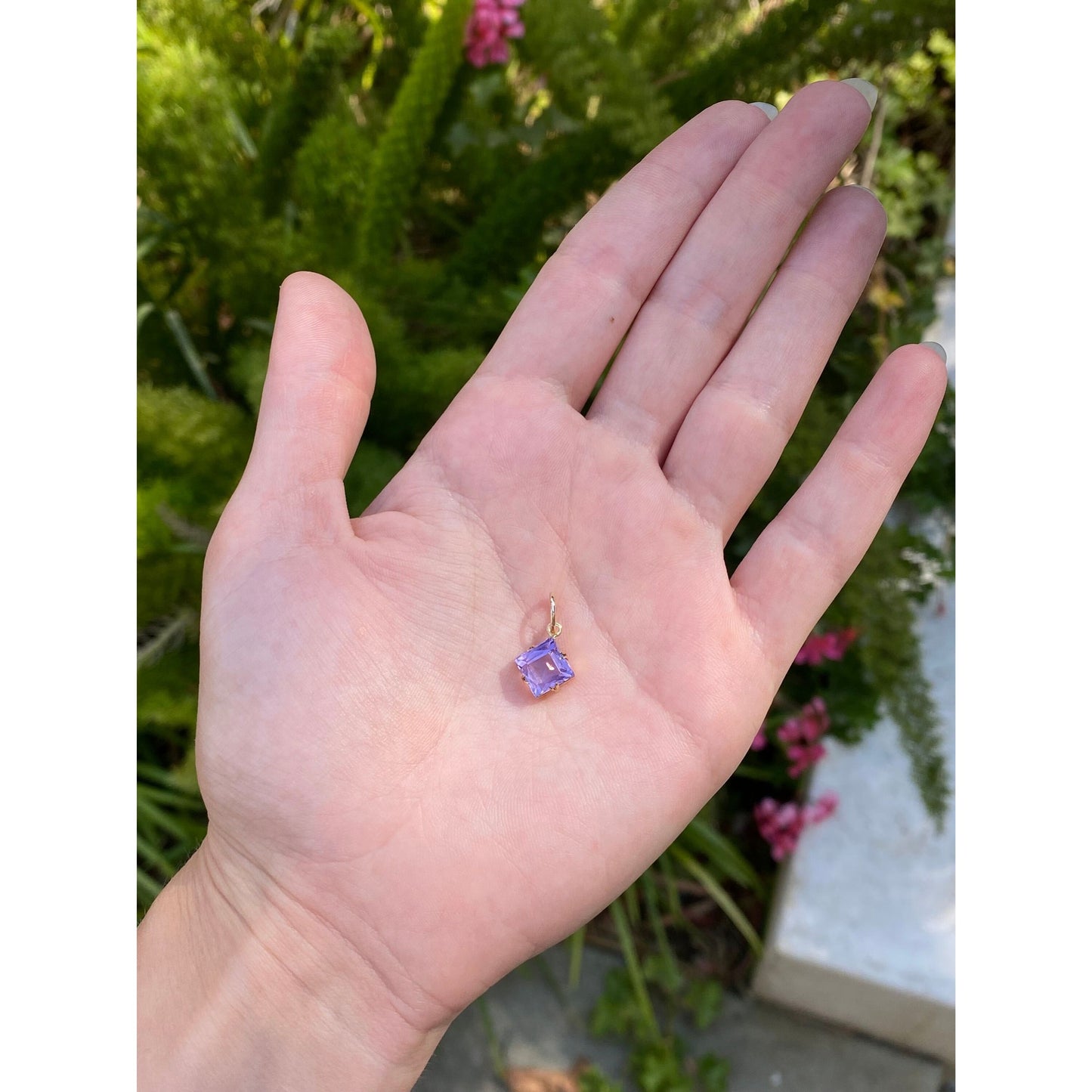 Vintage Solid 14k Yellow Gold Amethyst Charm