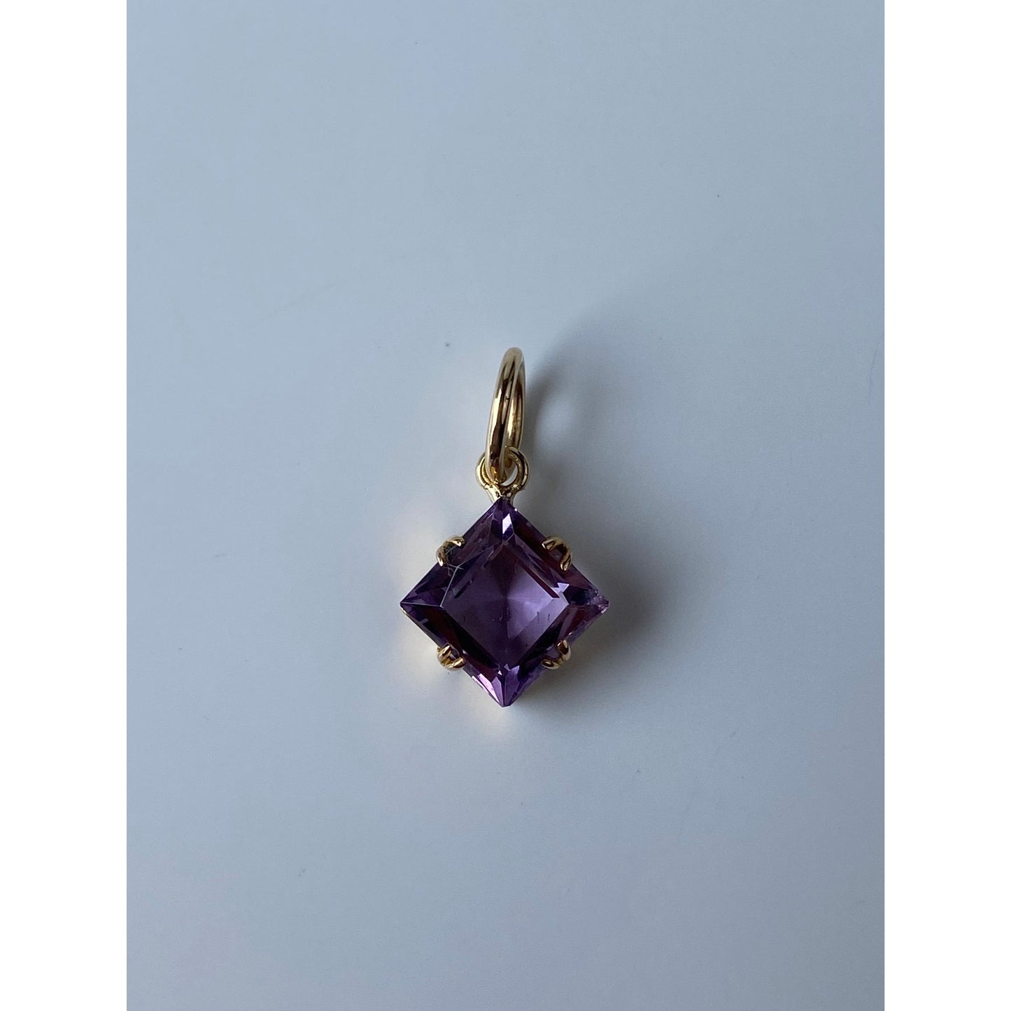 Vintage Solid 14k Yellow Gold Amethyst Charm