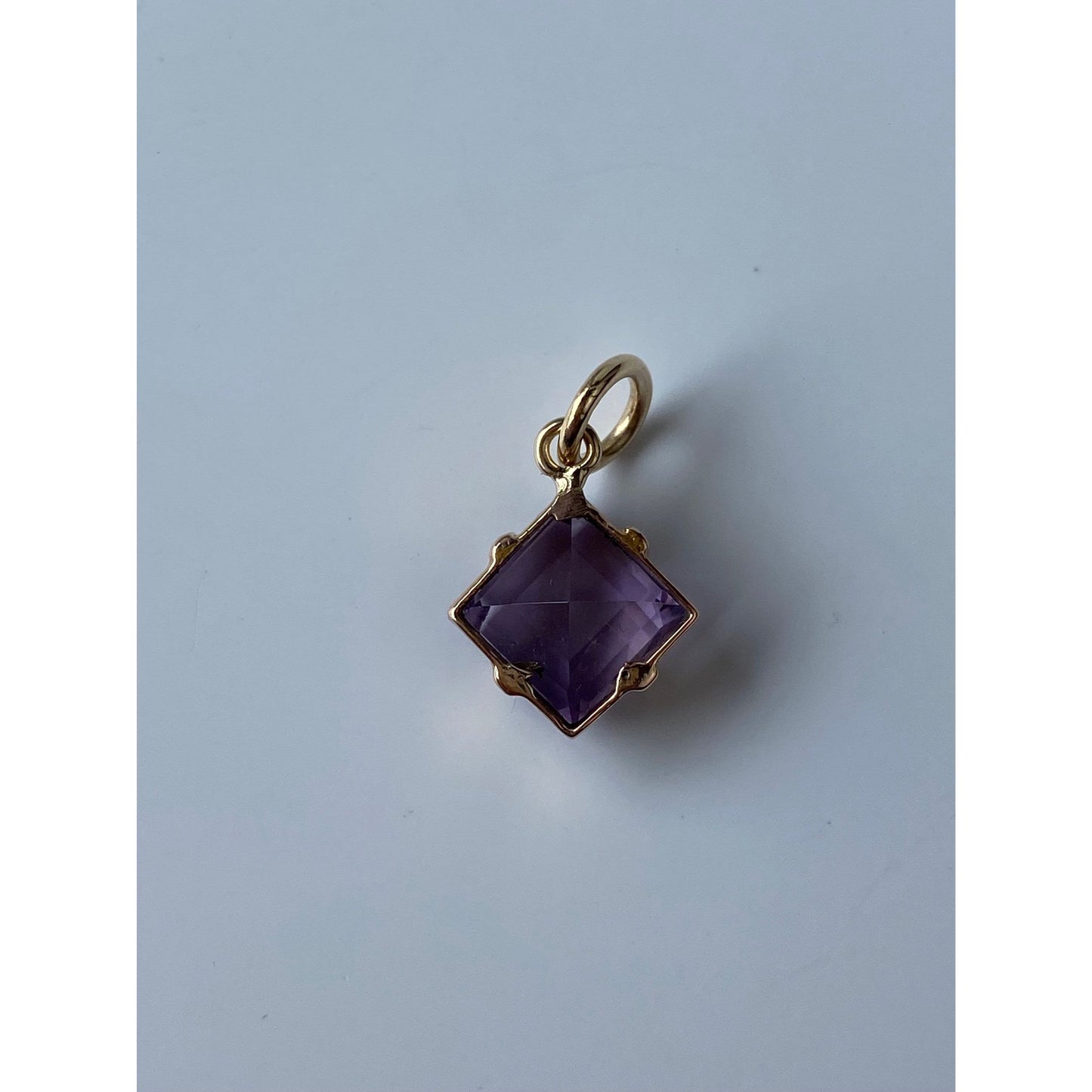 Vintage Solid 14k Yellow Gold Amethyst Charm