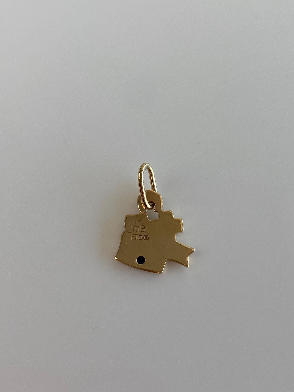 Vintage Solid 14k Yellow Gold Blue Sapphire Nursing Charm