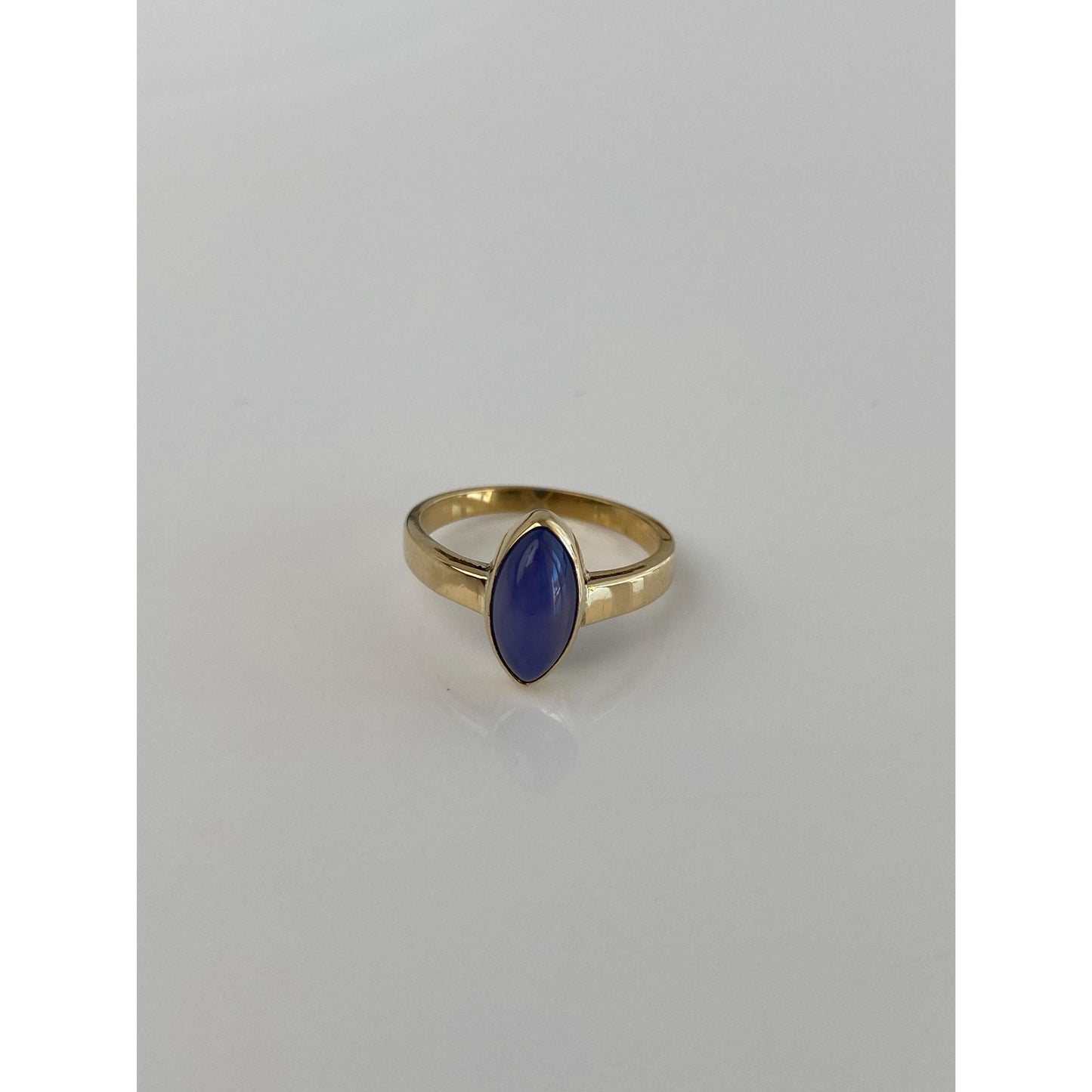 Vintage Solid 18k Yellow Gold Blue Star Sapphire Ring - Size 4.25