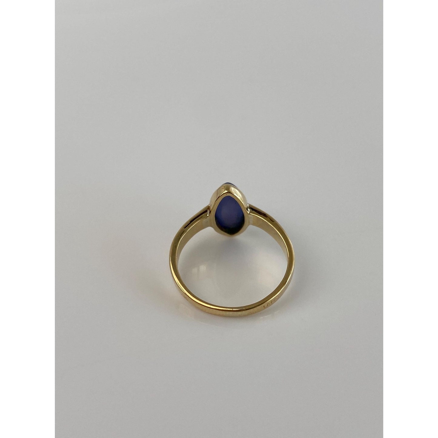 Vintage Solid 18k Yellow Gold Blue Star Sapphire Ring - Size 4.25
