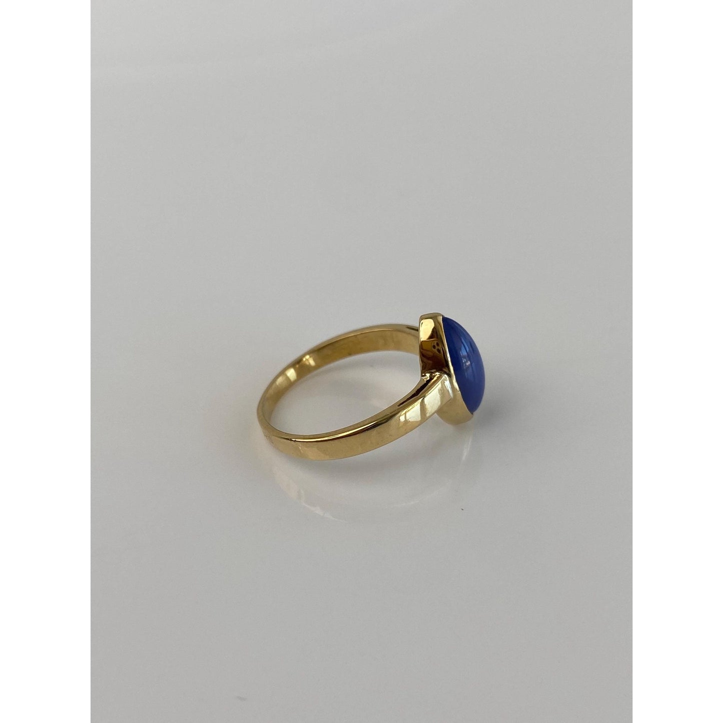 Vintage Solid 18k Yellow Gold Blue Star Sapphire Ring - Size 4.25
