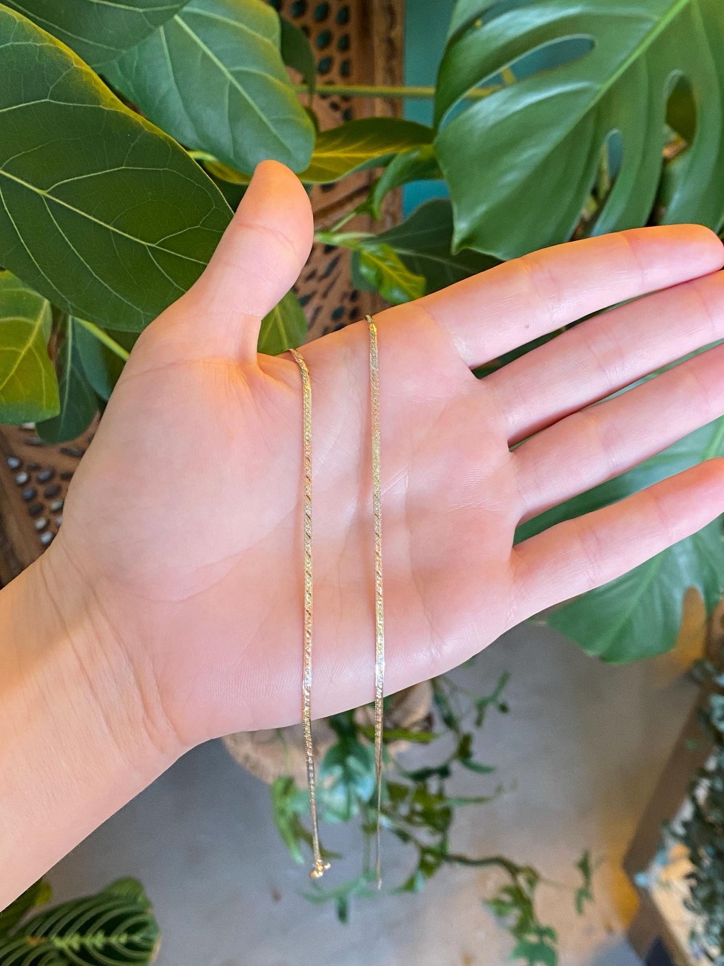 Vintage Solid 14k Tri Tone Gold Pattern Herringbone Chain Necklace - 23.75 inches