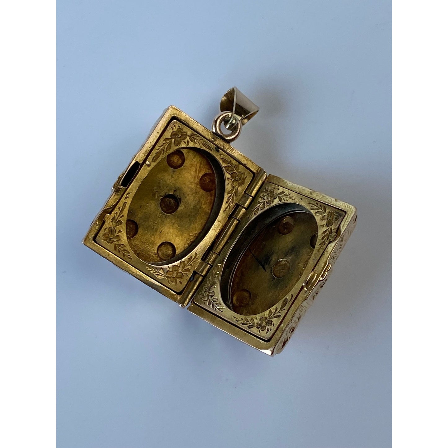 Vintage Solid 14k Yellow Gold Engraved Book Locket Charm