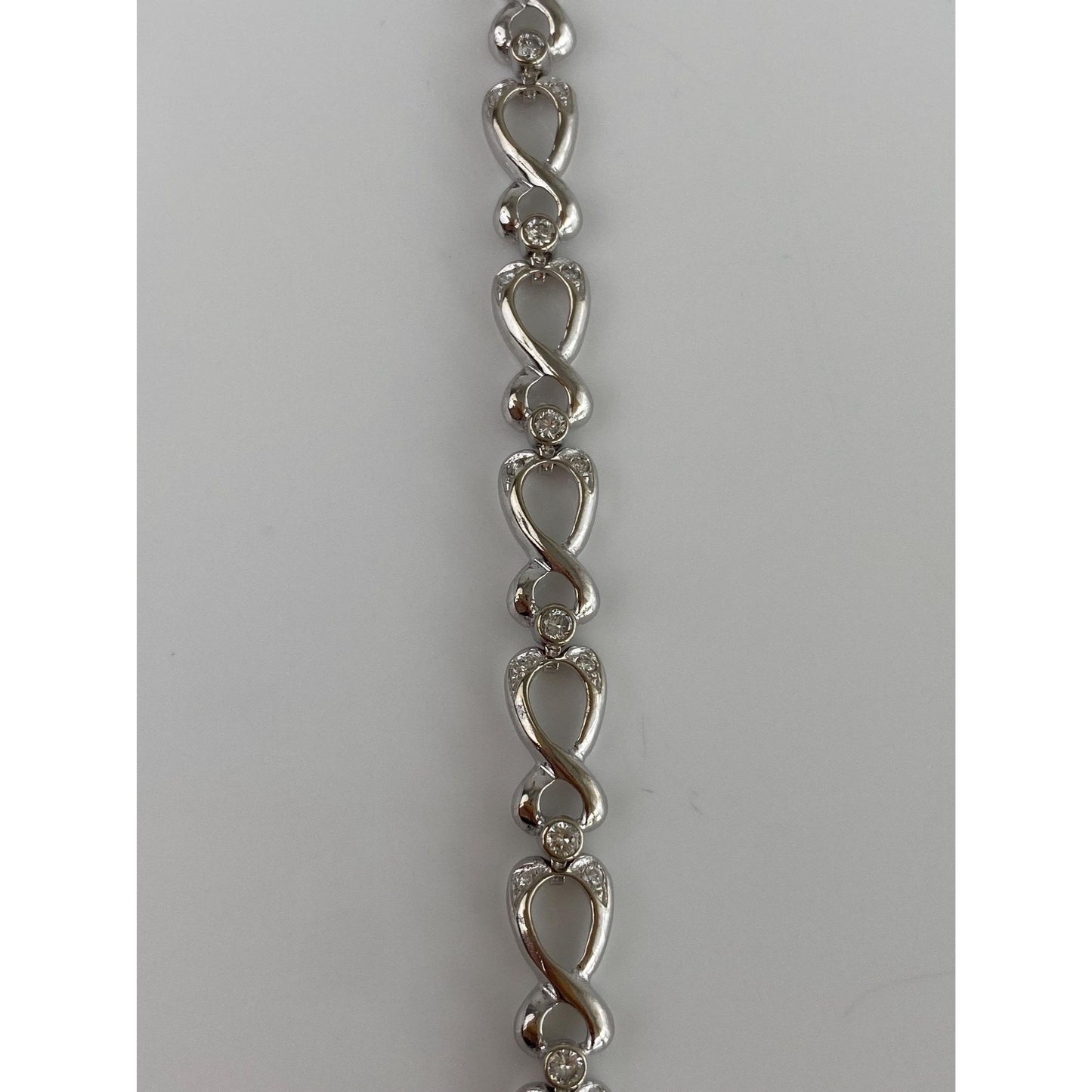 Solid 14k White Gold Diamond Link Bracelet - 7.5 inches