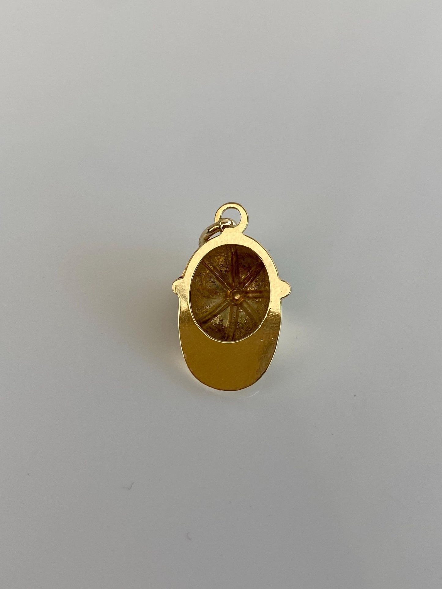 Vintage Solid 14k Yellow Gold Green Enamel Baseball Cap Charm