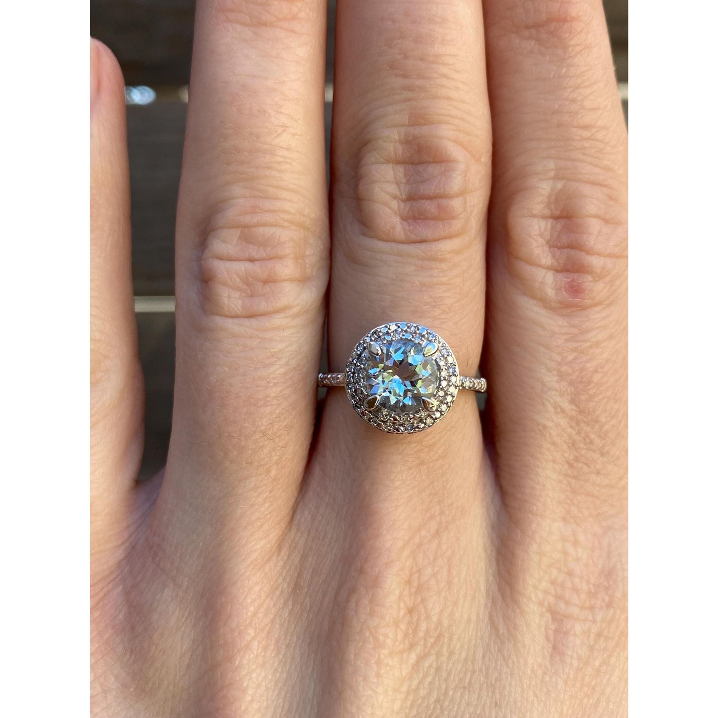 Vintage Solid 10k White Gold Diamond Pave Cubic Zirconia Ring - Size 5.75-6