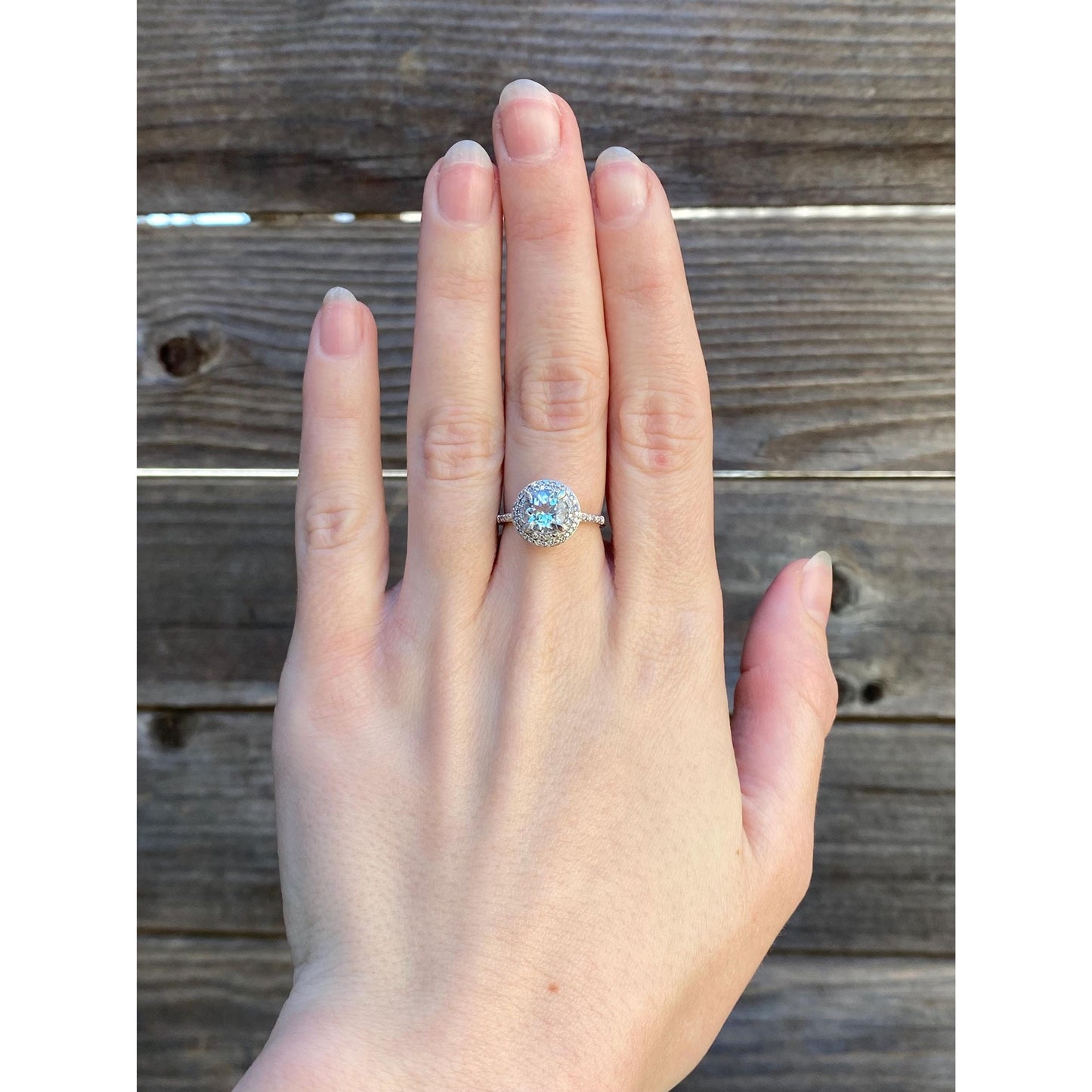 Vintage Solid 10k White Gold Diamond Pave Cubic Zirconia Ring - Size 5.75-6