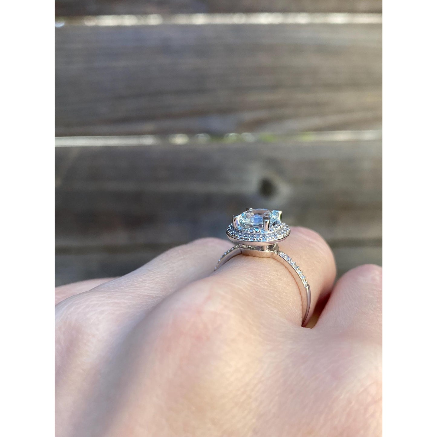 Vintage Solid 10k White Gold Diamond Pave Cubic Zirconia Ring - Size 5.75-6